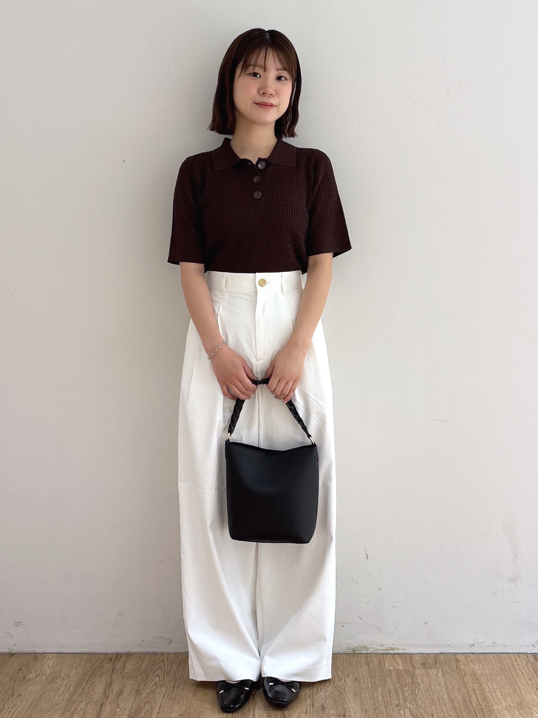 mireiさんの「OPAQUE.CLIP｜【UV／接触冷感】ケーブルポロニット《洗濯機OK／抗ピル》」を使ったコーディネート