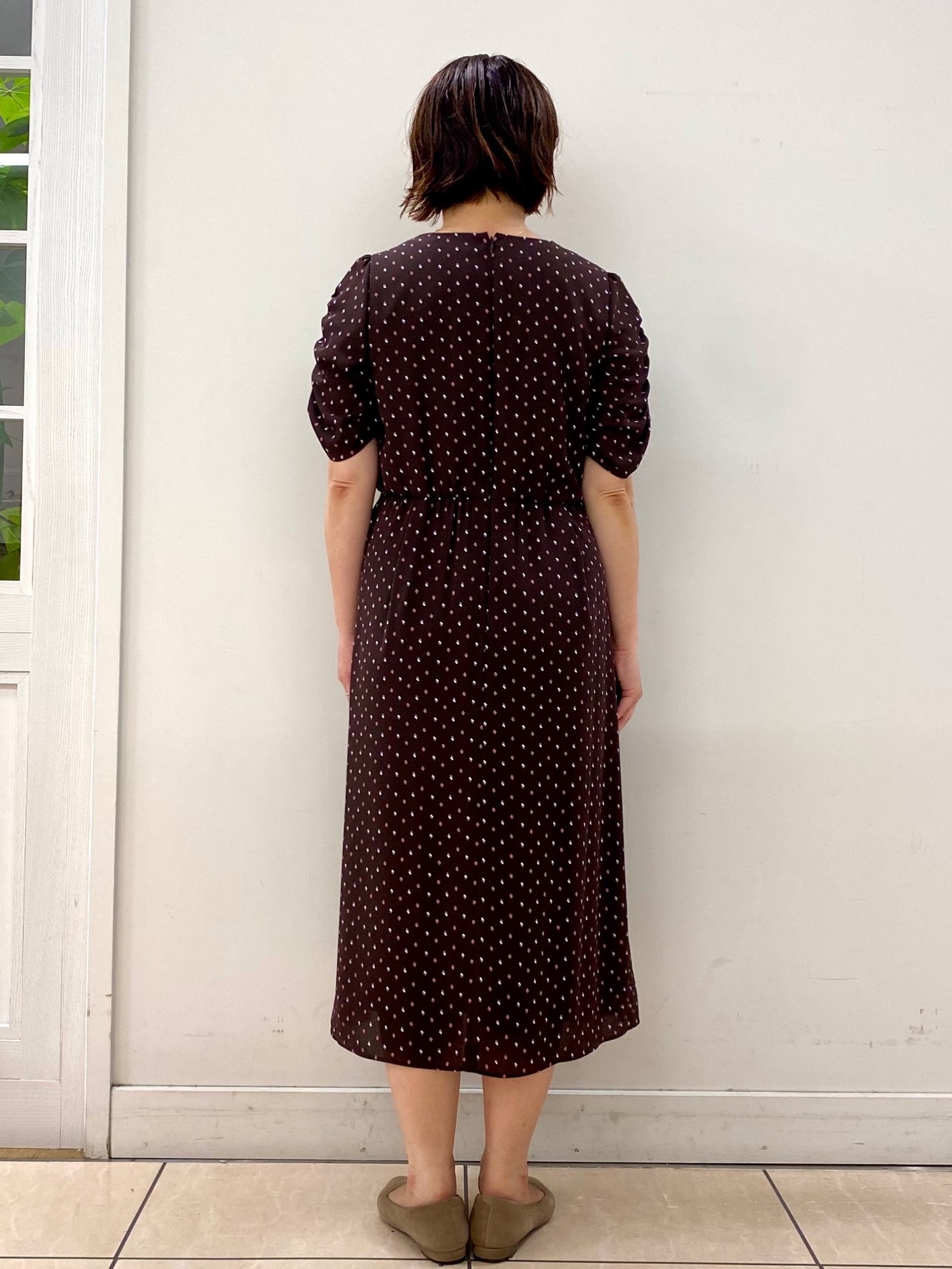 ksmさんの「Reflect｜小紋柄ジョーゼットワンピース」を使ったコーディネート