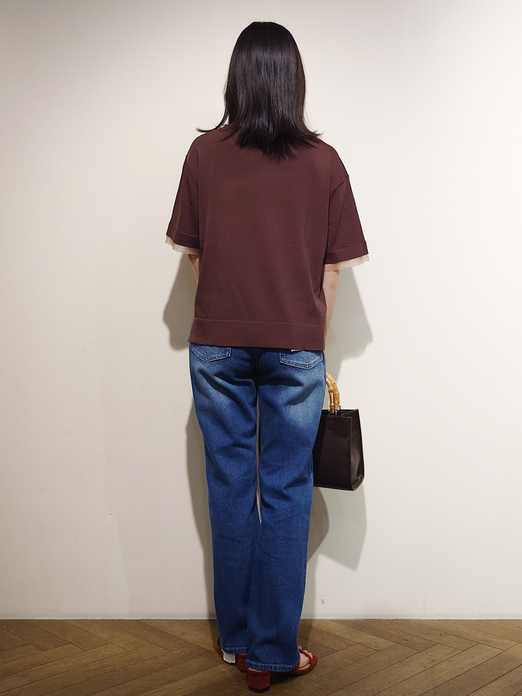 Uさんの「OPAQUE.CLIP｜【UV／接触冷感／抗ピル】シアー＆レイヤード風さらりニット《洗濯機OK》」を使ったコーディネート