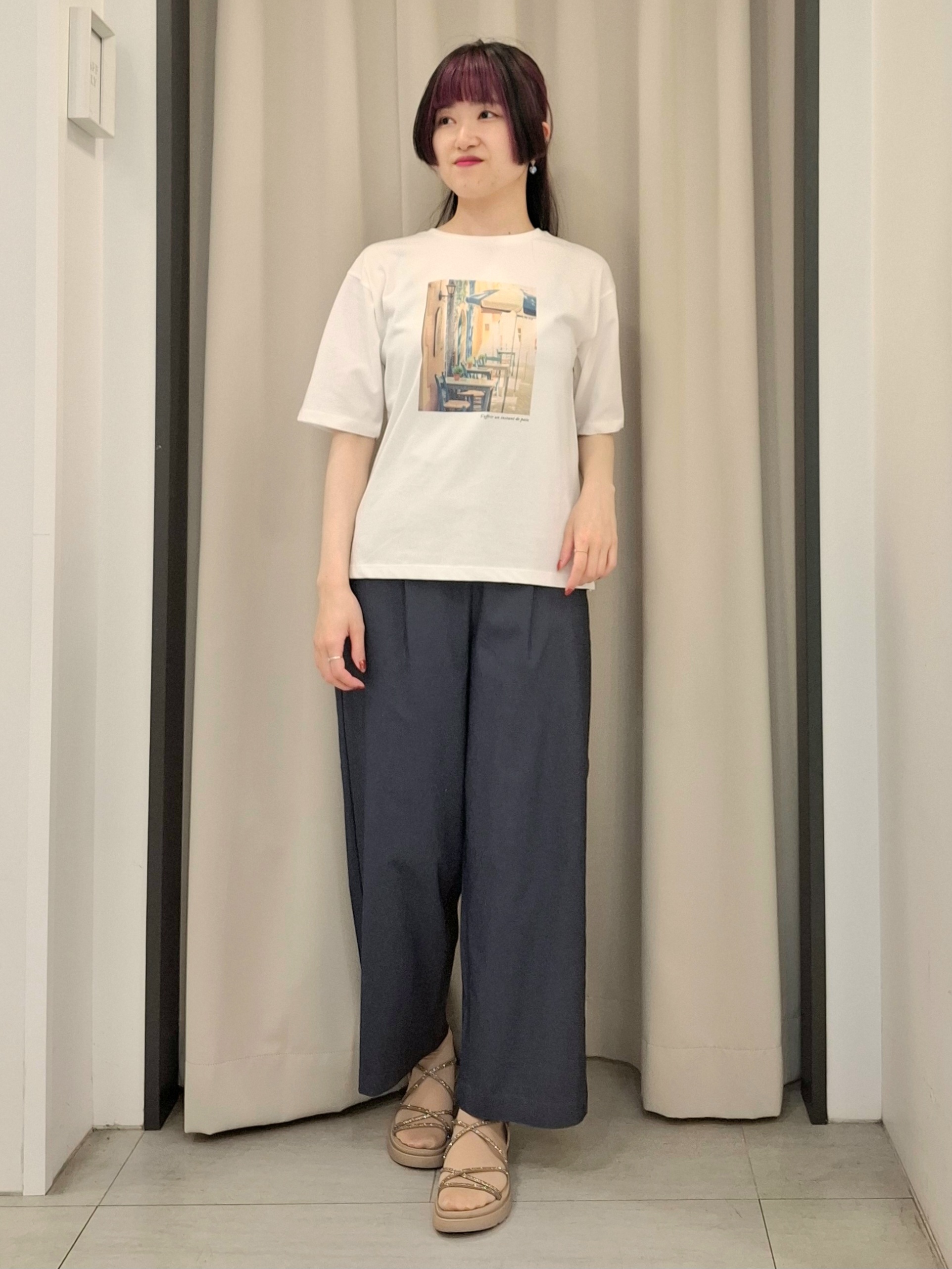 なーちゃんさんの「grove｜【洗濯機OK・ひんやり】朝晩の気温差に◎軽やかシアーシャツ」を使ったコーディネート