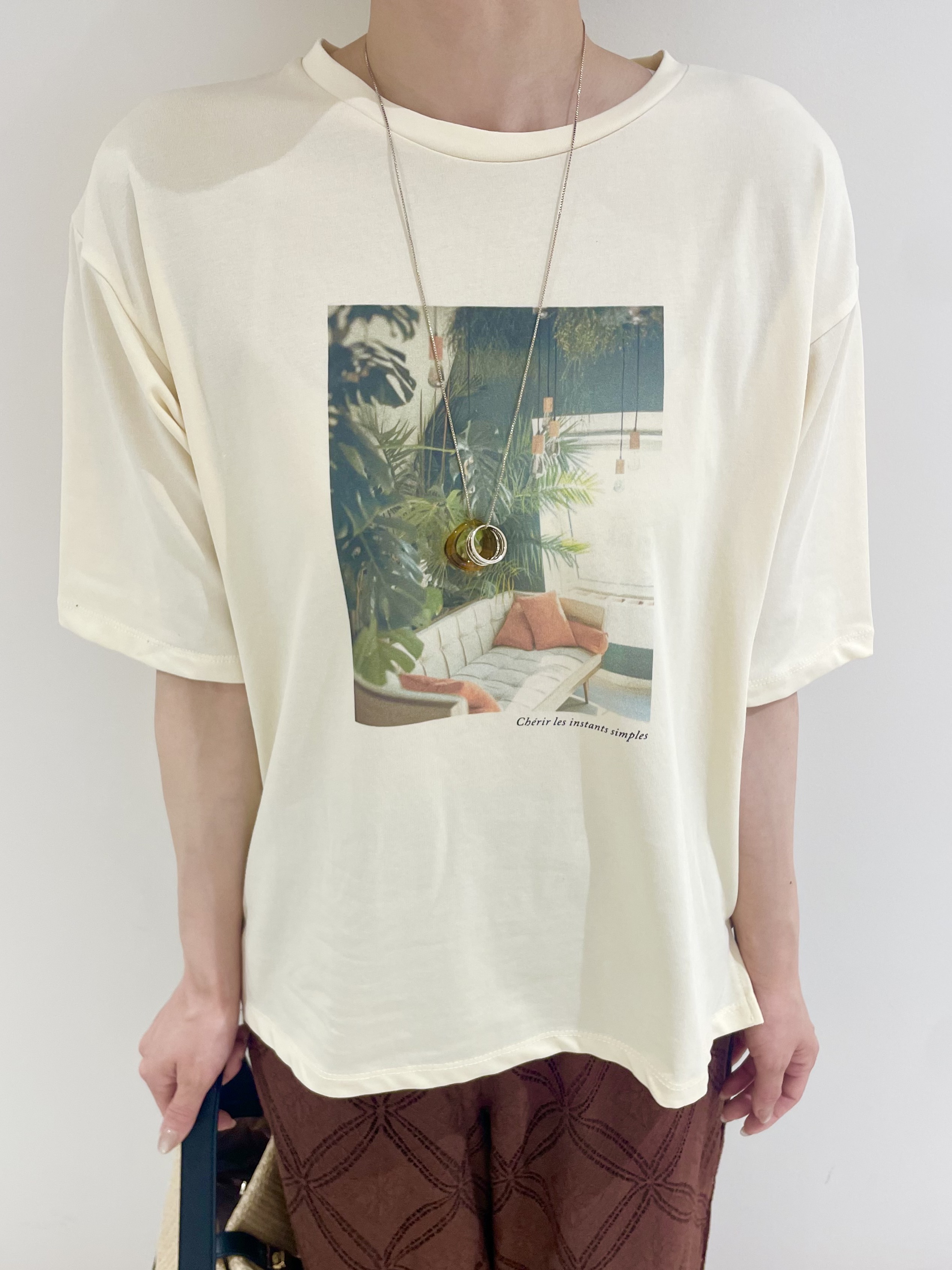 ちいはちさんの「grove｜【UVカット/接触冷感】プリントアソート5分袖Tシャツ」を使ったコーディネート