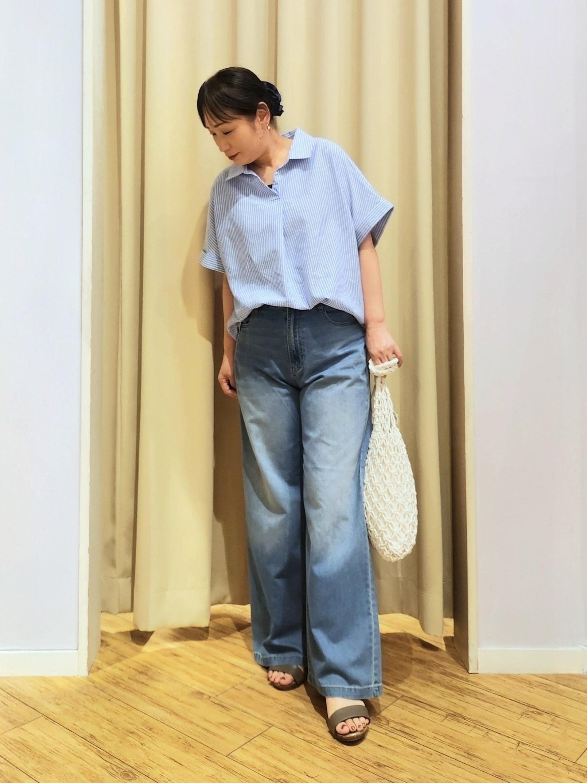 くまさんの「SHOO･LA･RUE｜【ひんやり/UV】インせず着られる フレンチリネンスキッパーシャツ」を使ったコーディネート
