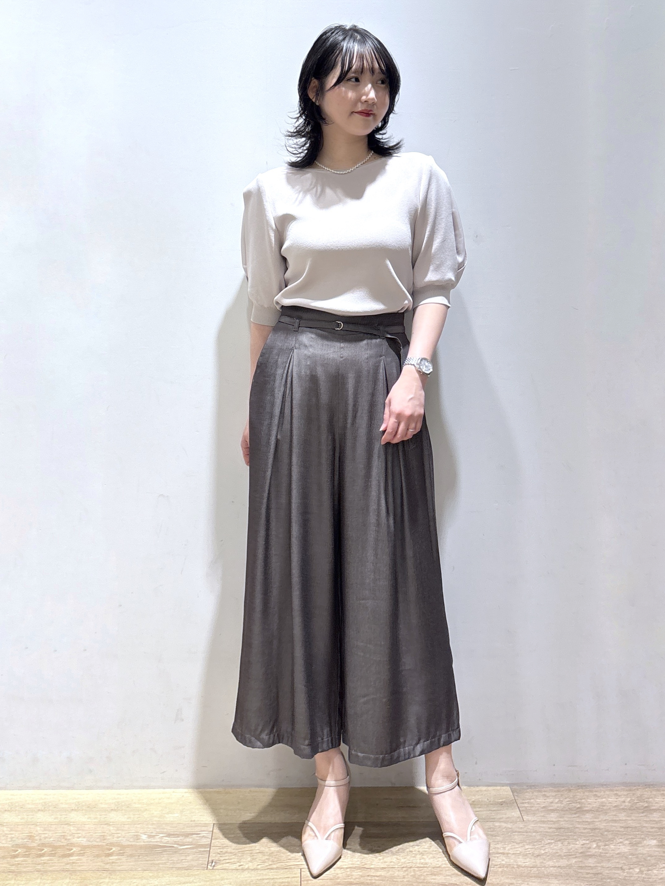 mizukiさんの「index｜【接触冷感】クールタッチラップスリーブニット《UVケア／洗濯機OK／XS～3L／9col》」を使ったコーディネート