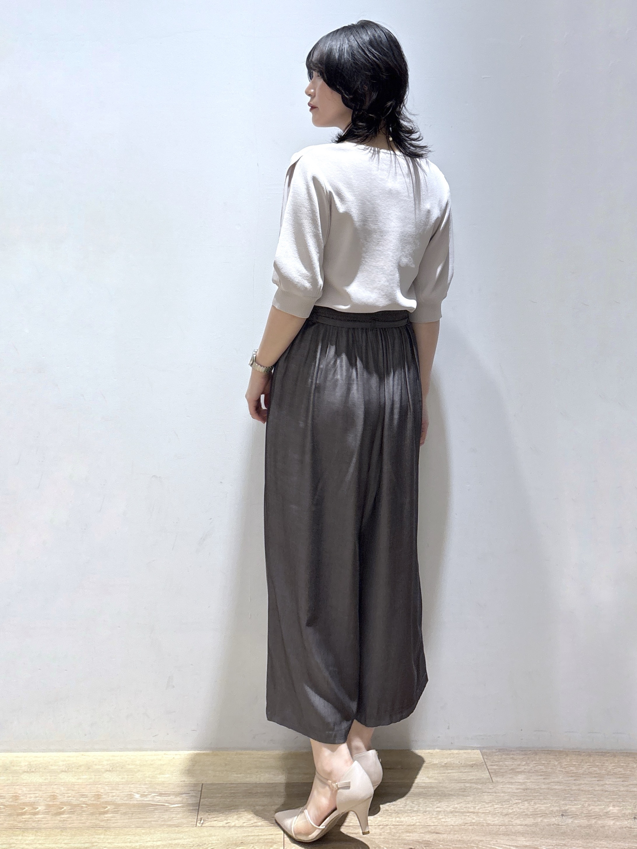 mizukiさんの「index｜【接触冷感】クールタッチラップスリーブニット《UVケア／洗濯機OK／XS～3L／9col》」を使ったコーディネート