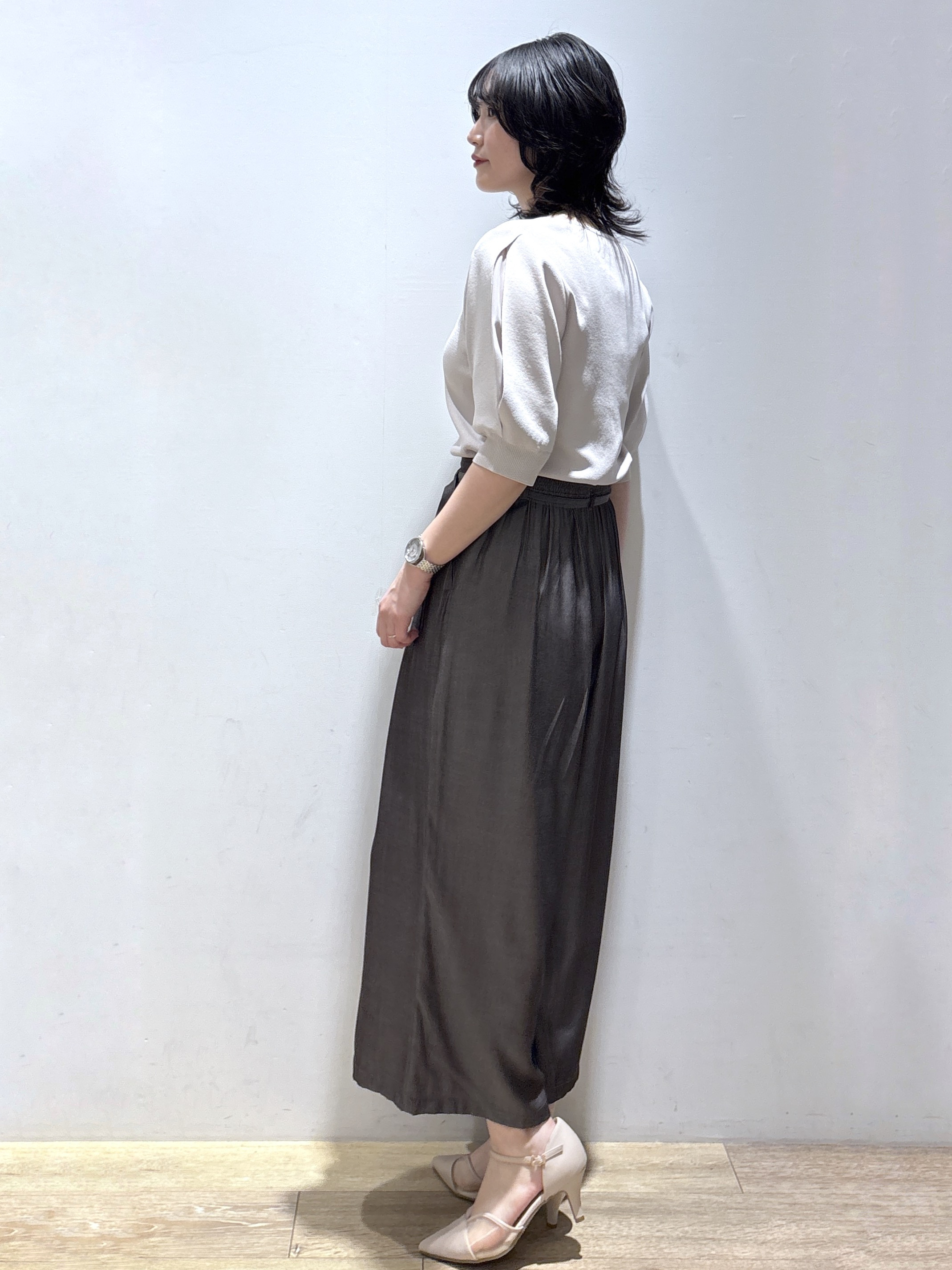 mizukiさんの「index｜【接触冷感】クールタッチラップスリーブニット《UVケア／洗濯機OK／XS～3L／9col》」を使ったコーディネート