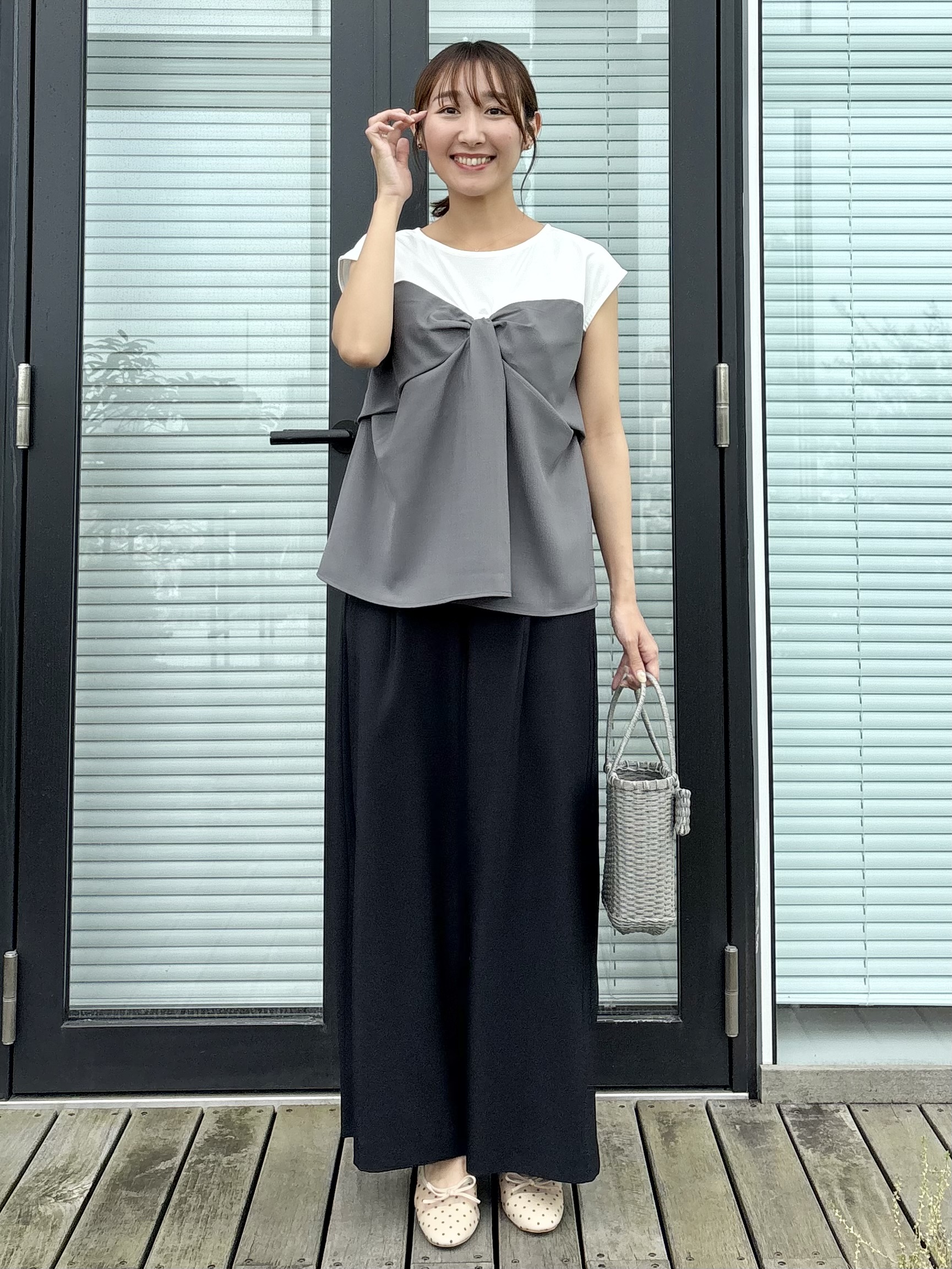 みぃさんの「Couture brooch｜【接触冷感・UVカット・洗える】リボンベア ドッキングトップス」を使ったコーディネート
