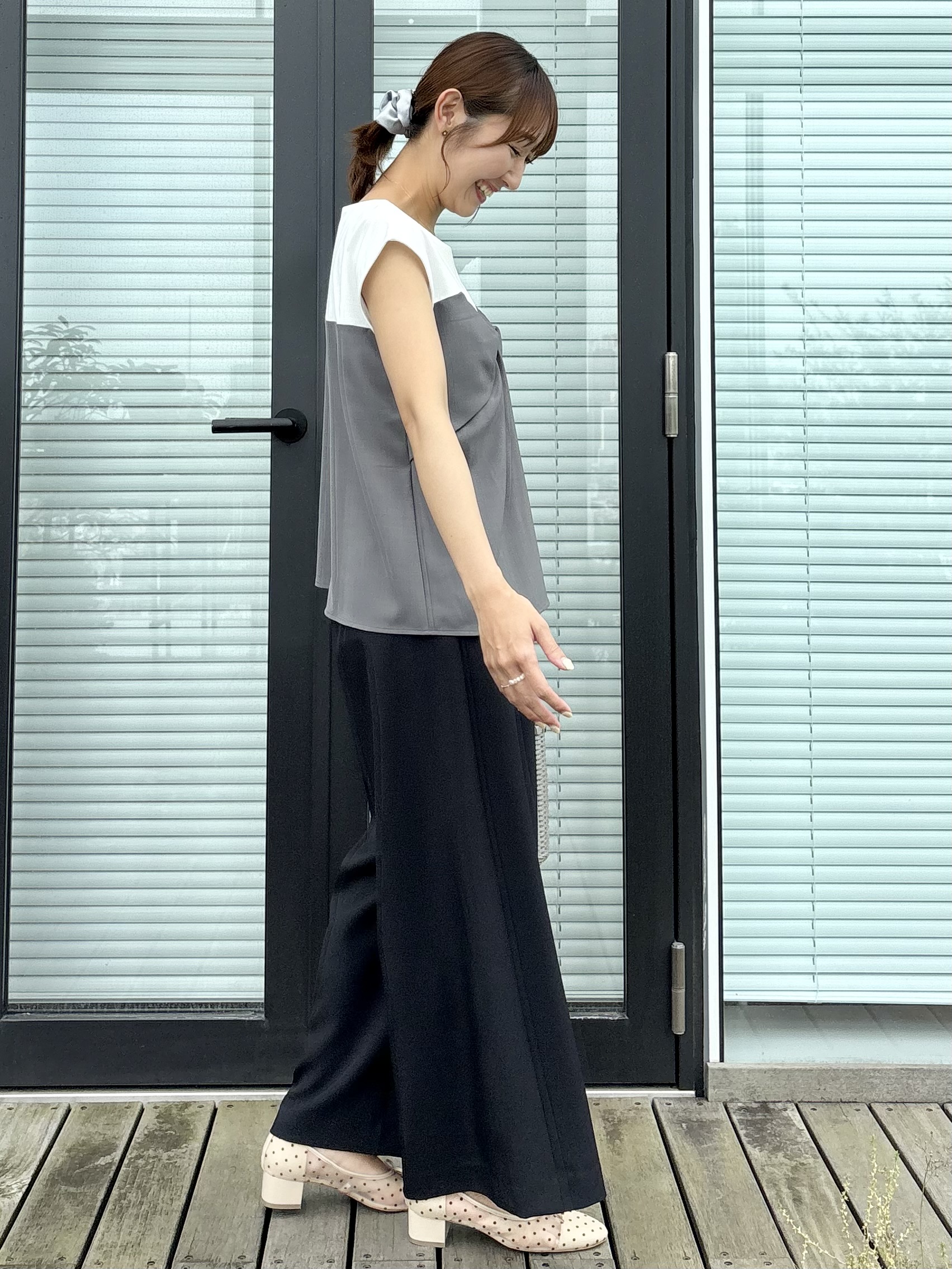 みぃさんの「Couture brooch｜【接触冷感・UVカット・洗える】リボンベア ドッキングトップス」を使ったコーディネート