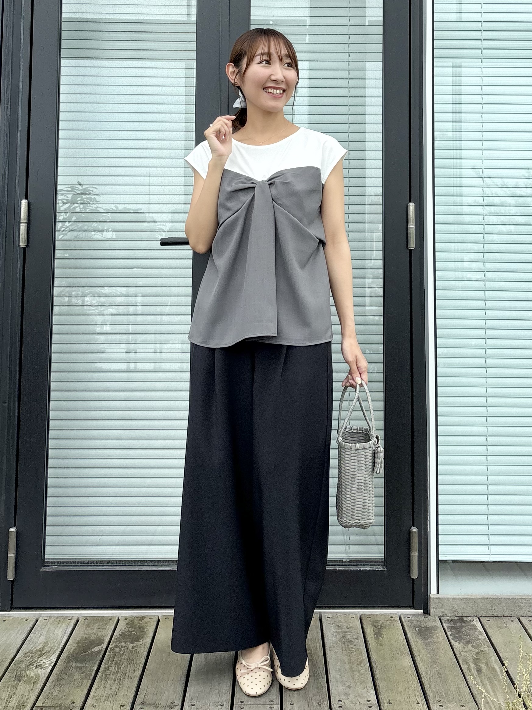 みぃさんの「Couture brooch｜【接触冷感・UVカット・洗える】リボンベア ドッキングトップス」を使ったコーディネート