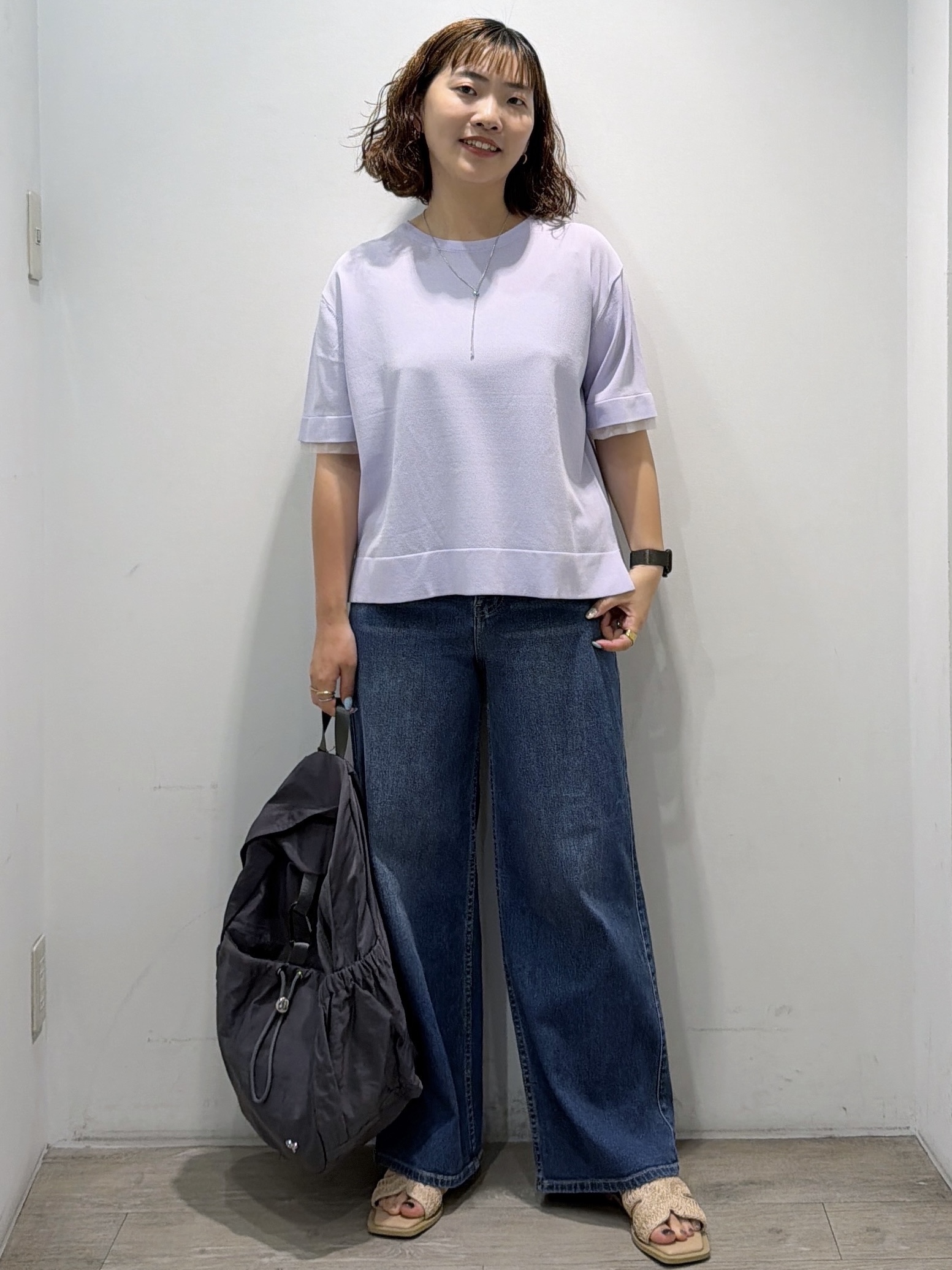 sumicaさんの「OPAQUE.CLIP｜【UV／接触冷感／抗ピル】シアー＆レイヤード風さらりニット《洗濯機OK》」を使ったコーディネート
