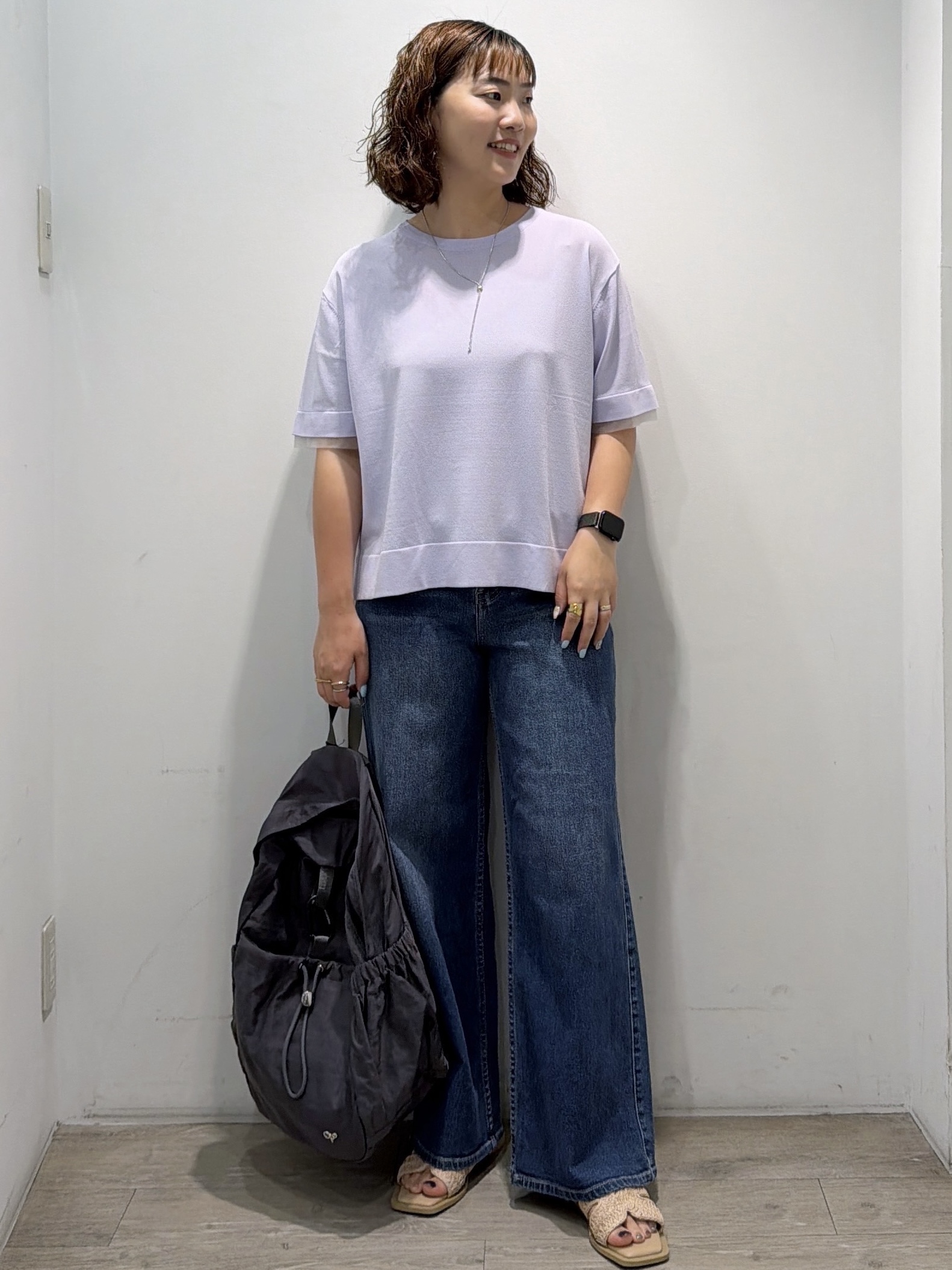 sumicaさんの「OPAQUE.CLIP｜【UV／接触冷感／抗ピル】シアー＆レイヤード風さらりニット《洗濯機OK》」を使ったコーディネート