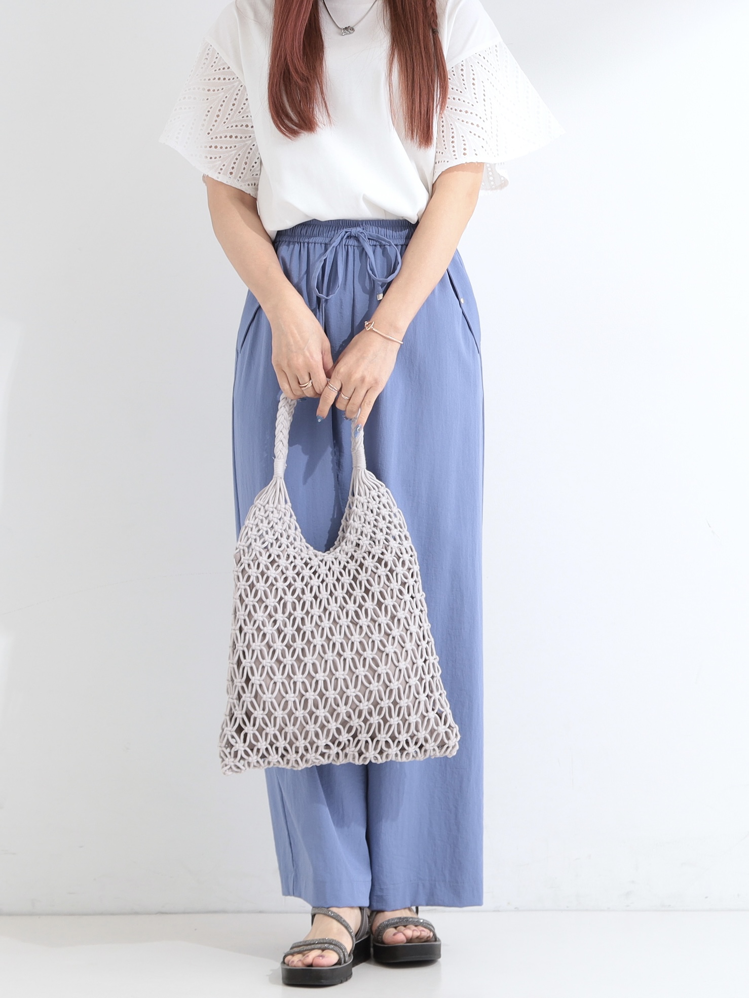 ゆゆさんの「SHOO･LA･RUE｜【汗じみ防止/ひんやり/S-LL】レースが華やか お袖フレアTシャツ」を使ったコーディネート