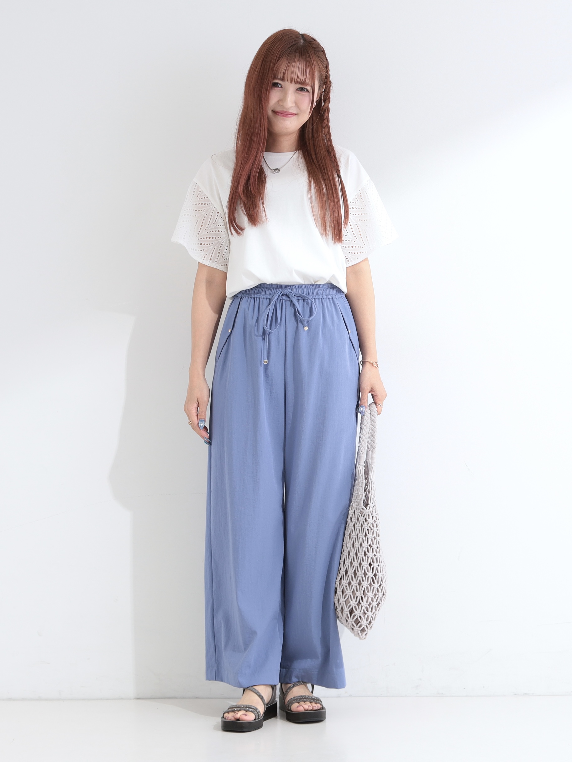 ゆゆさんの「SHOO･LA･RUE｜【汗じみ防止/ひんやり/S-LL】レースが華やか お袖フレアTシャツ」を使ったコーディネート