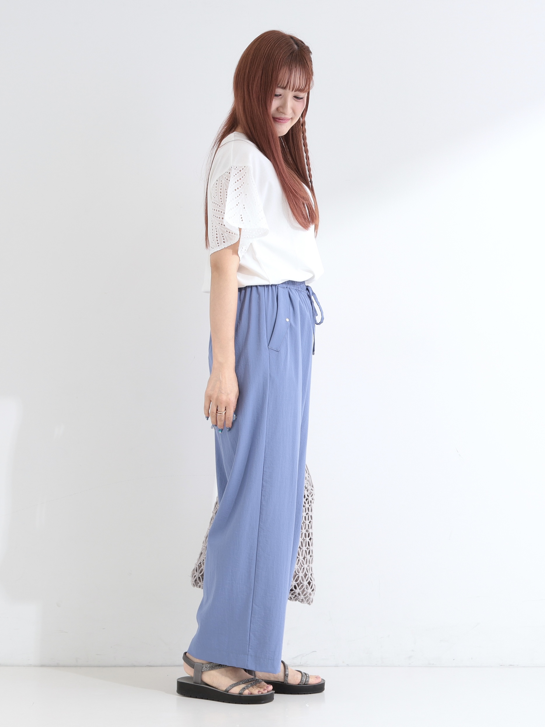 ゆゆさんの「SHOO･LA･RUE｜【汗じみ防止/ひんやり/S-LL】レースが華やか お袖フレアTシャツ」を使ったコーディネート