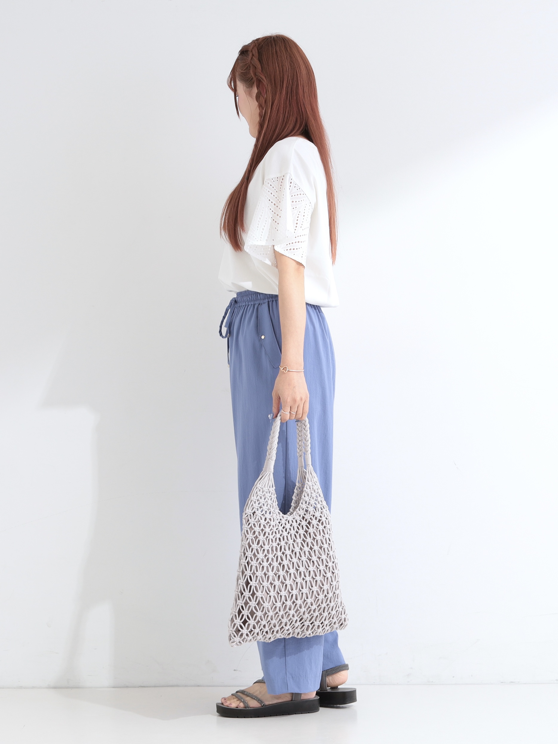 ゆゆさんの「SHOO･LA･RUE｜【汗じみ防止/ひんやり/S-LL】レースが華やか お袖フレアTシャツ」を使ったコーディネート