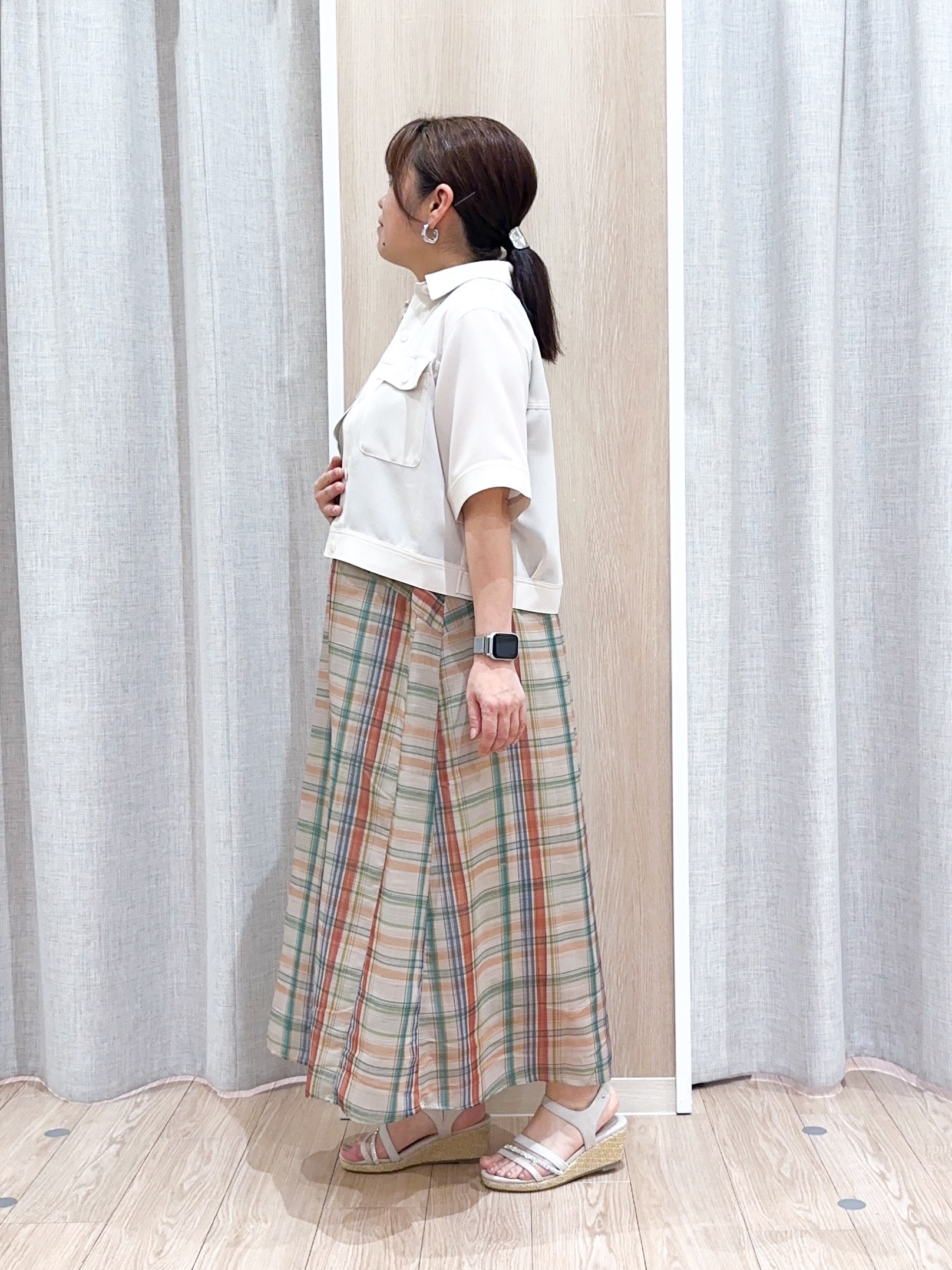 naoさんの「grove｜【吸水速乾・通気性・洗える】衿付きハーフジャケット」を使ったコーディネート
