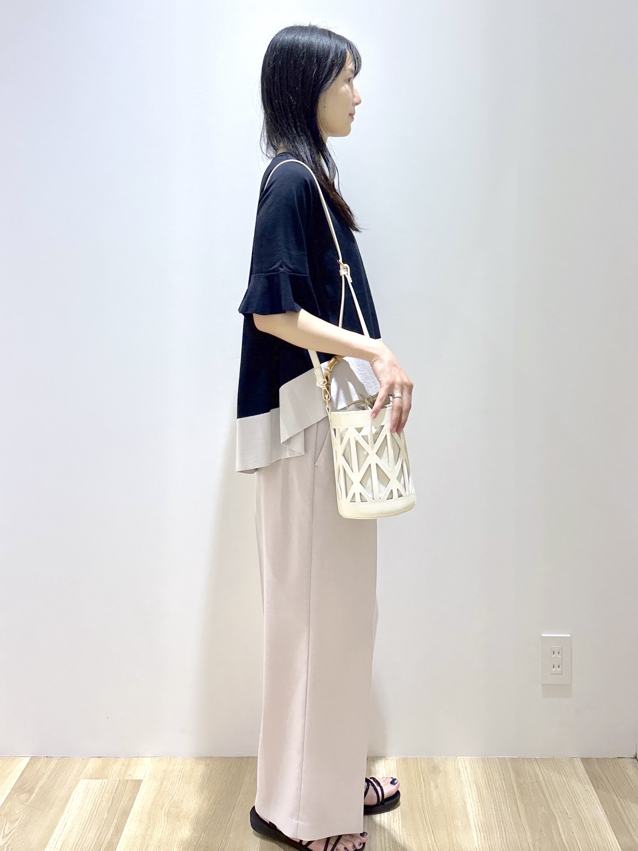 sachikoさんの「OPAQUE.CLIP｜【UV／遮熱性】配色フレアシルエットニット《洗濯機OK》」を使ったコーディネート