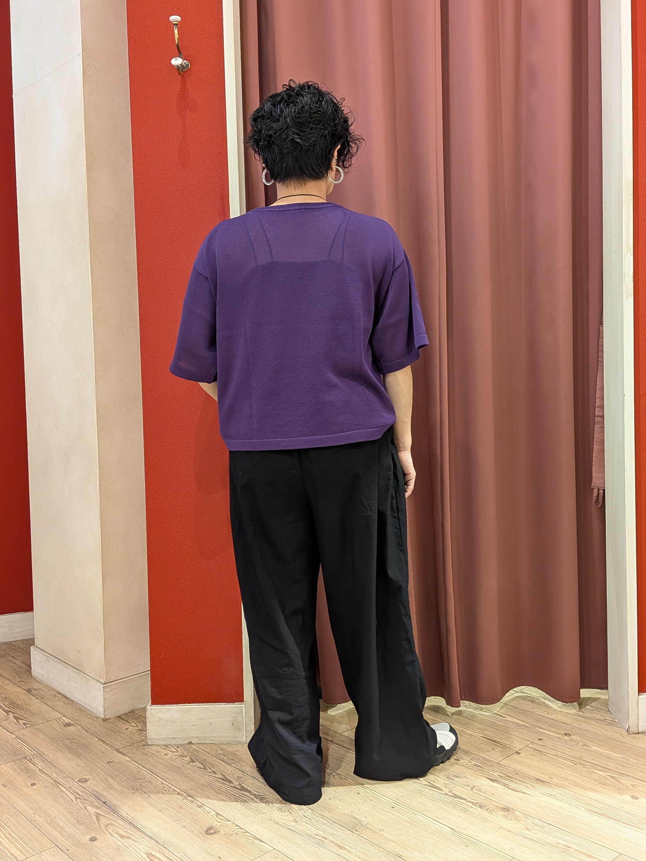 cameさんの「SHOO･LA･RUE｜【体型カバー】程よい透け感 デザインアソート 5分袖シアーニット」を使ったコーディネート