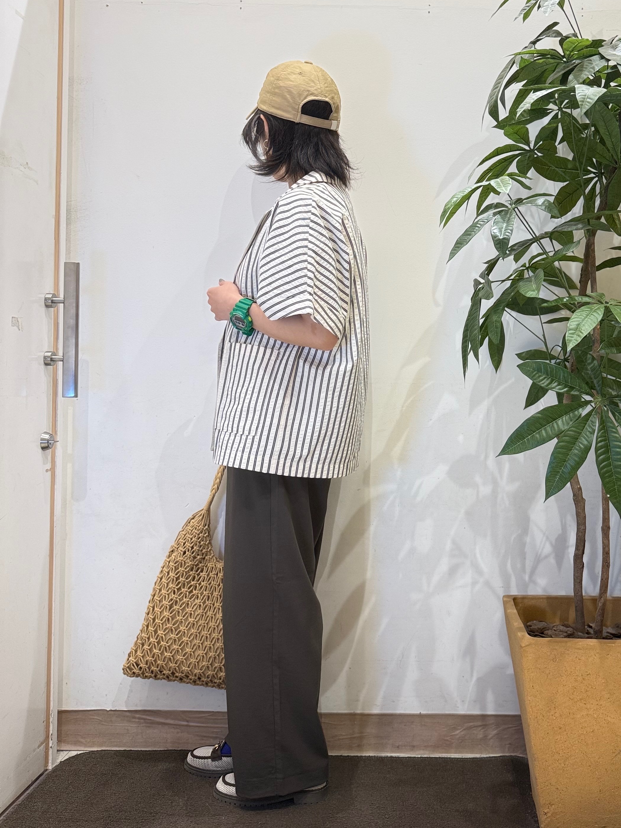 misakiさんの「SHOO･LA･RUE｜【ひんやり/吸水速乾/セットアップ可】羽織るだけで主役になる サッカーストライプシャツジャケット」を使ったコーディネート