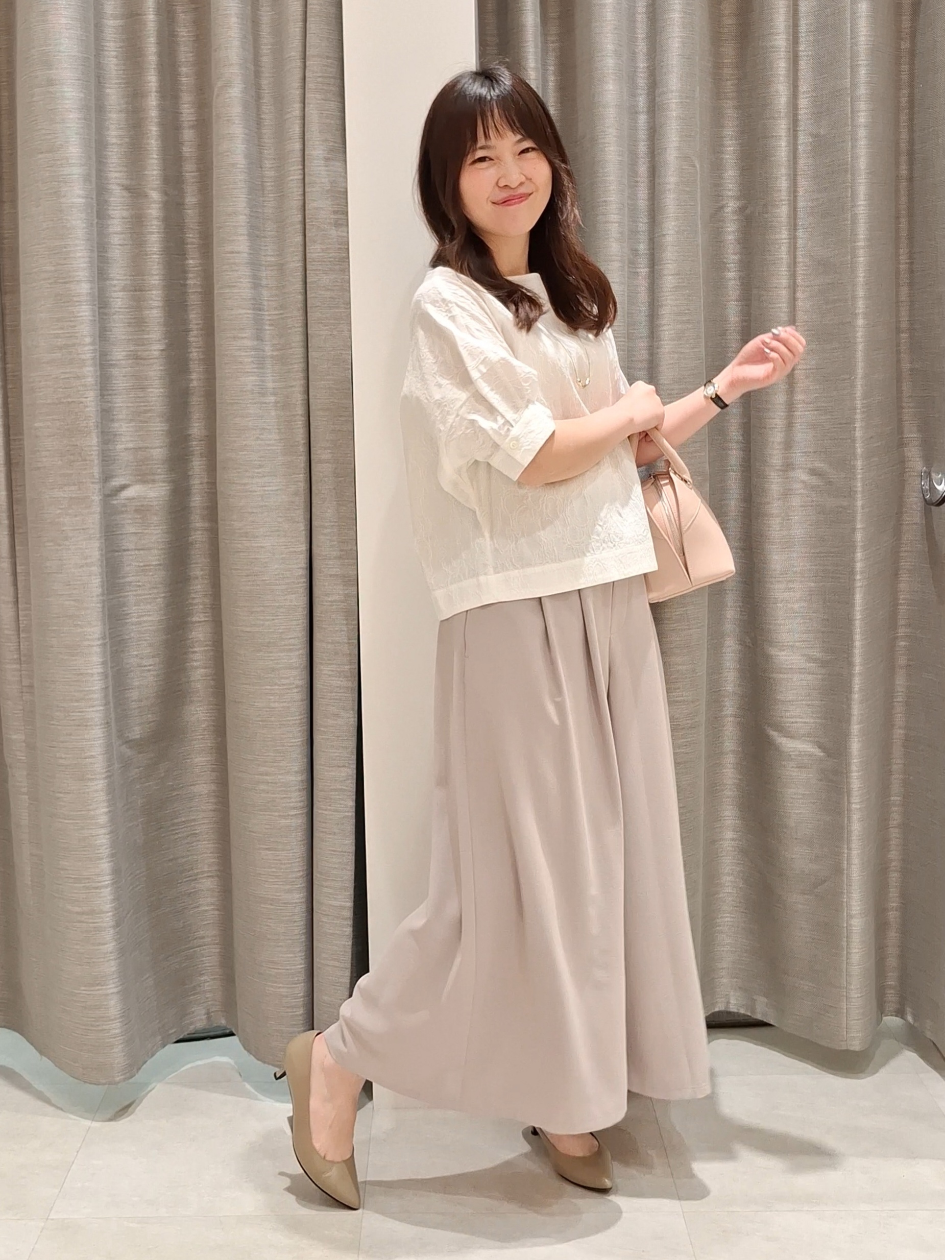 YuKaRiさんの「UNTITLED｜【洗える/ショート丈】ジャカードボートネックブラウス」を使ったコーディネート