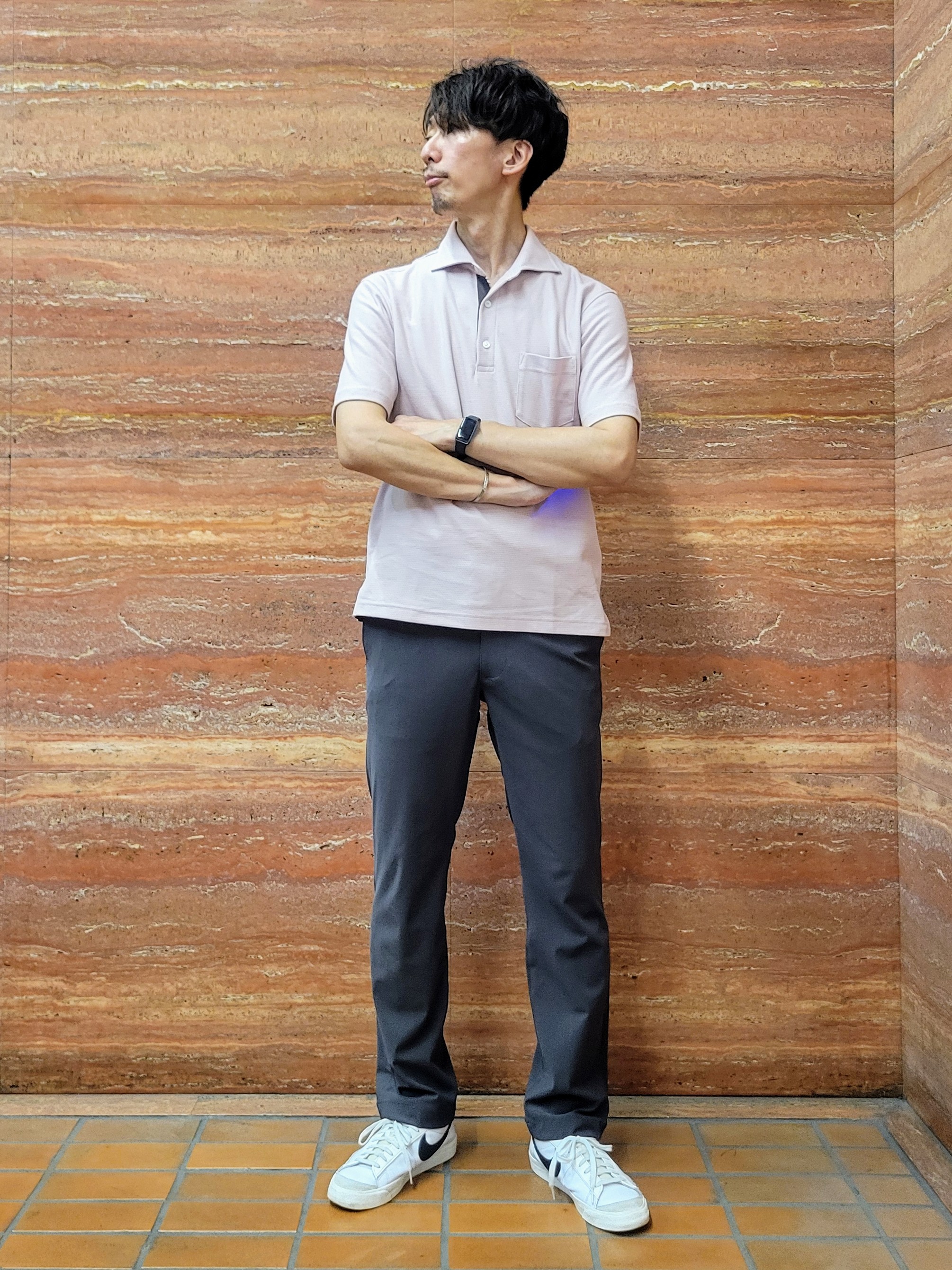 piroyaさんの「TAKEO KIKUCHI｜【抗菌防臭】ステイフレッシュ ポロシャツ」を使ったコーディネート