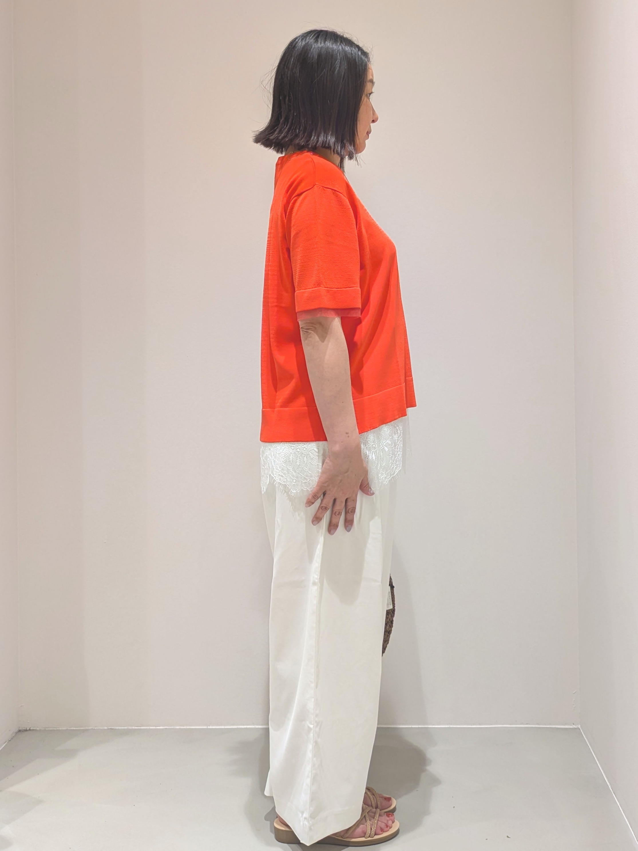ゆきさんの「OPAQUE.CLIP｜【UV／接触冷感／抗ピル】シアー＆レイヤード風さらりニット《洗濯機OK》」を使ったコーディネート
