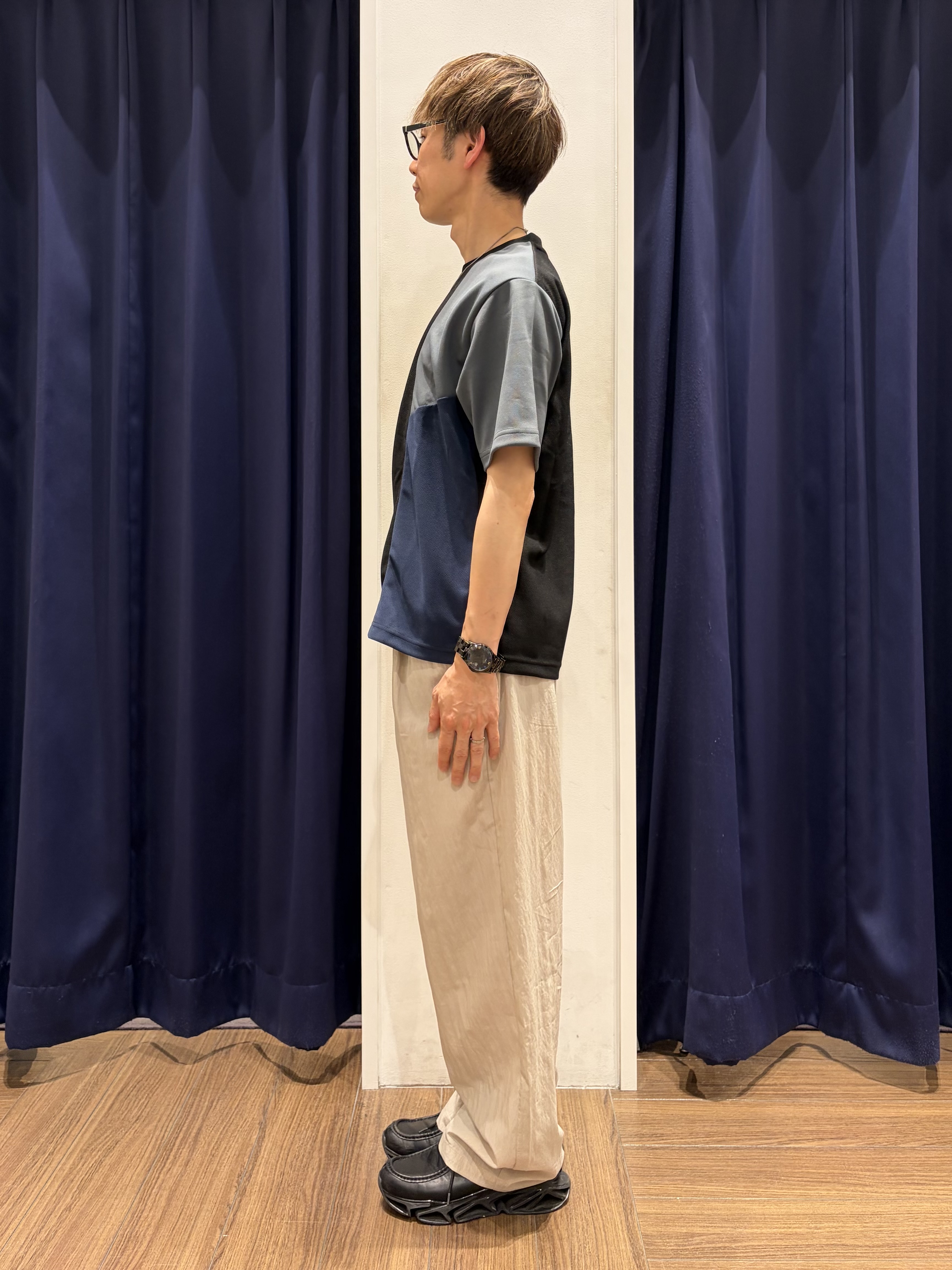 つーじーさんの「THE SHOP TK｜【一枚で着映える】パターンブロッキング 半袖Tシャツ 洗濯機OK」を使ったコーディネート
