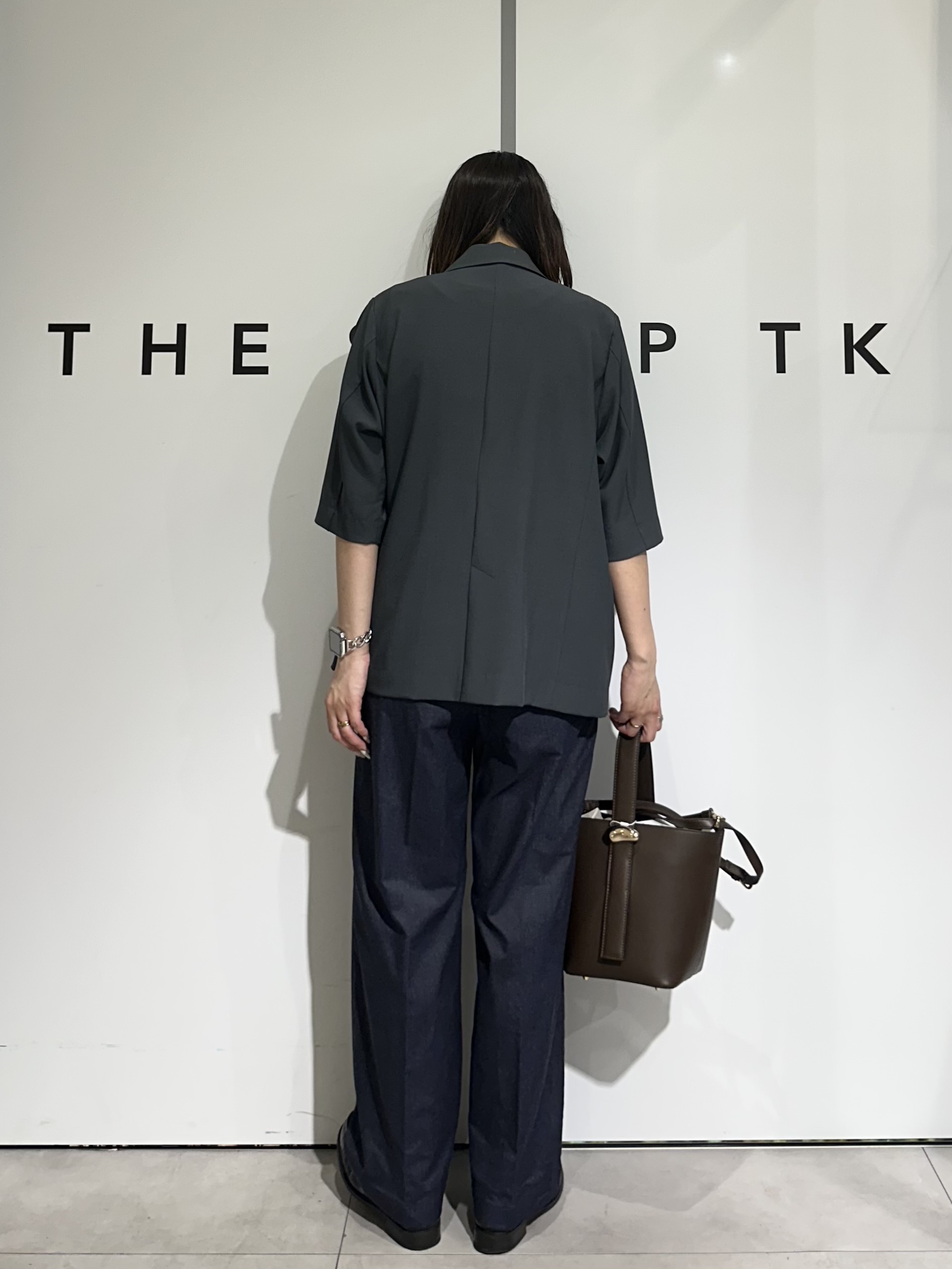 cottonさんの「THE SHOP TK｜【セットアップ可】麻調ダブルブレスト 6分袖ジャケット」を使ったコーディネート