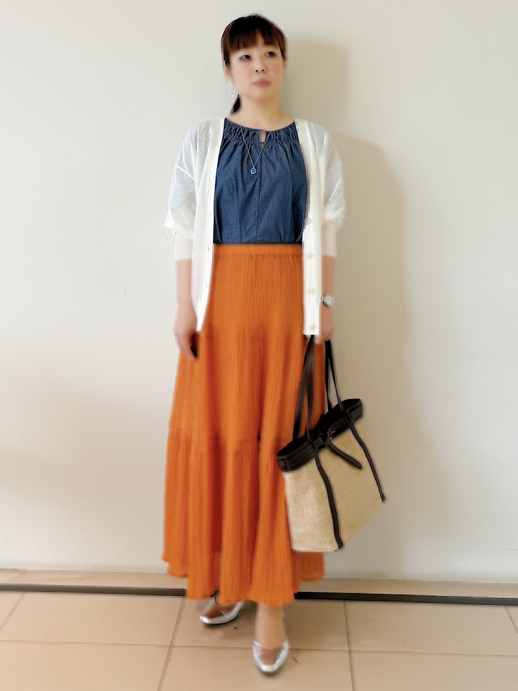 ひーさんの「Reflect｜オフボディVネックニットカーディガン」を使ったコーディネート