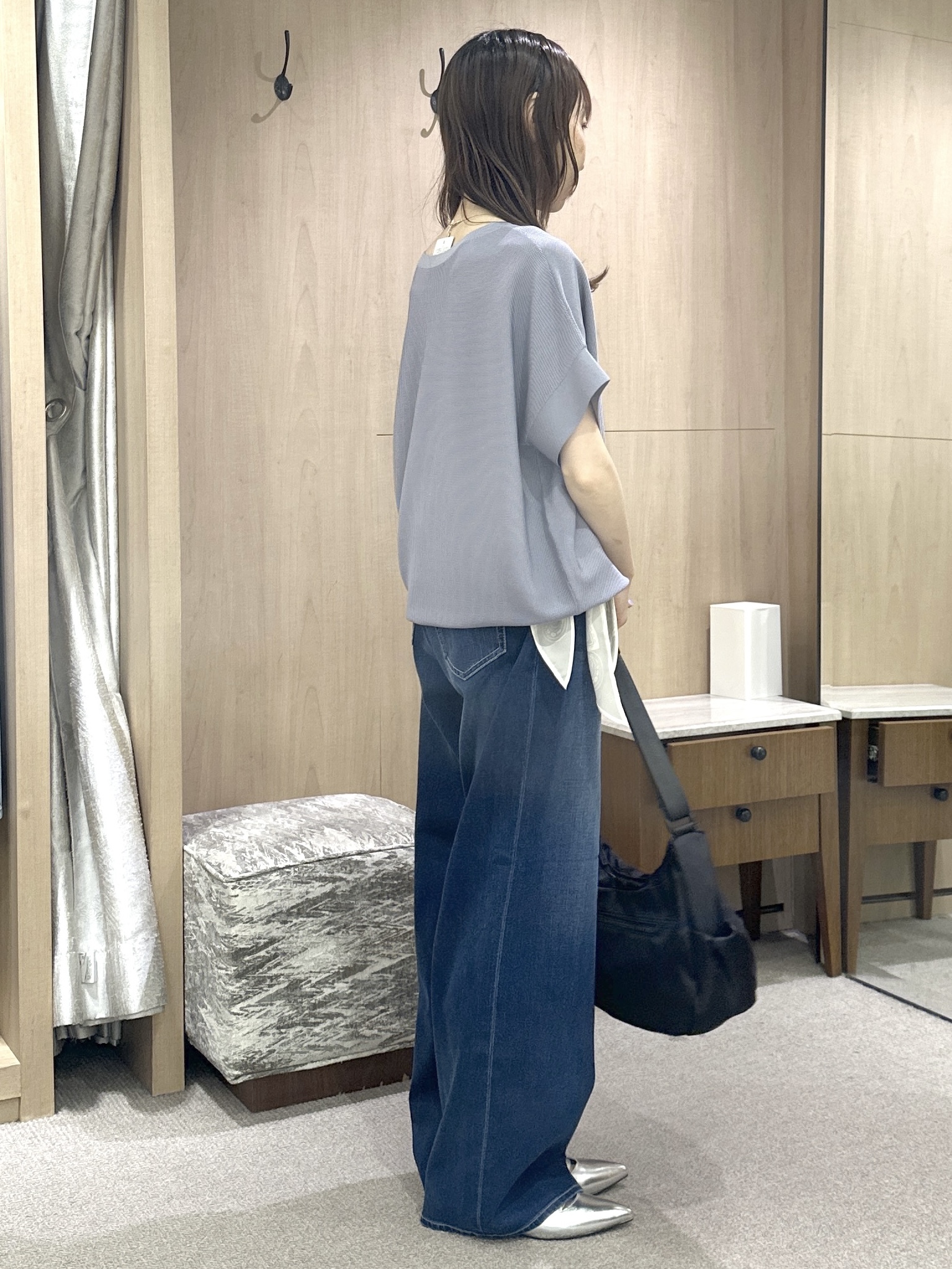 Miwaさんの「UNTITLED｜【11色展開/体型カバー】前後2WAYフレンチスリーブニット」を使ったコーディネート
