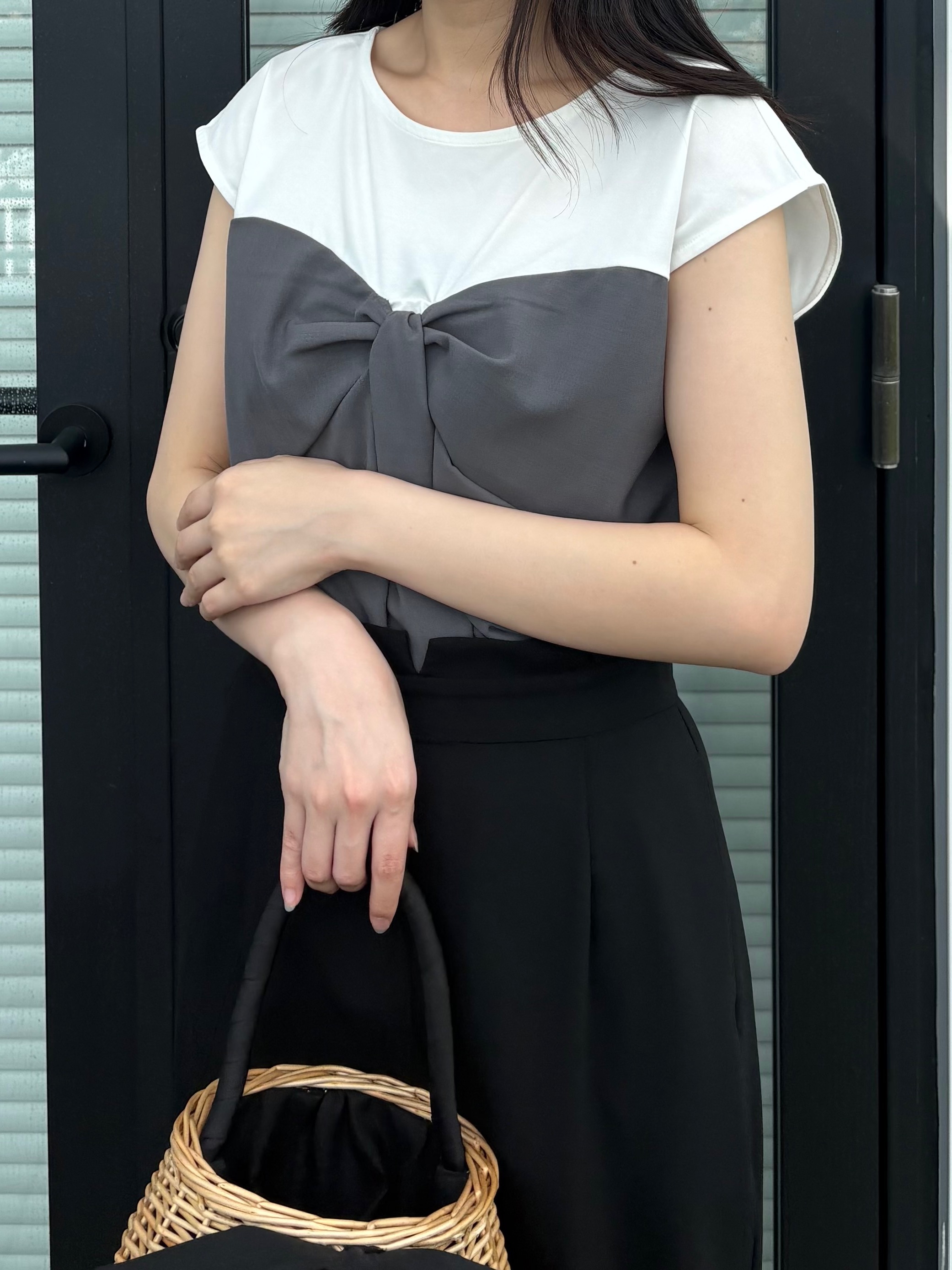 AOIさんの「Couture brooch｜【接触冷感・UVカット・洗える】リボンベア ドッキングトップス」を使ったコーディネート