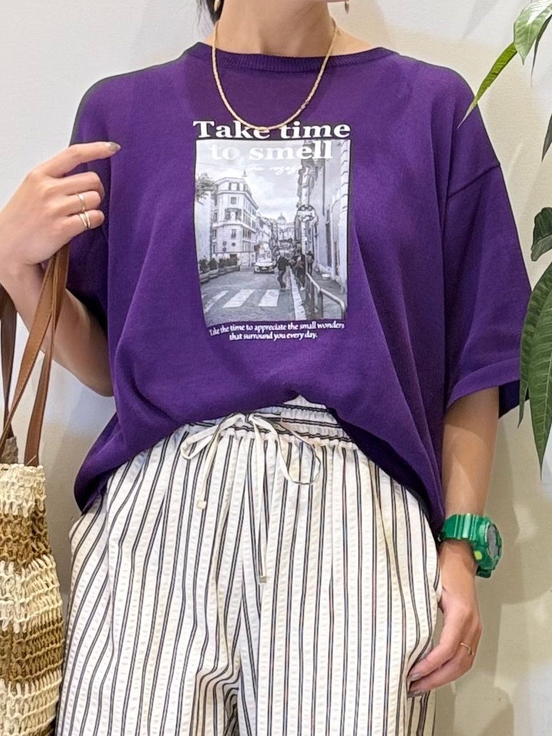 misakiさんの「SHOO･LA･RUE｜【体型カバー】程よい透け感 デザインアソート 5分袖シアーニット」を使ったコーディネート