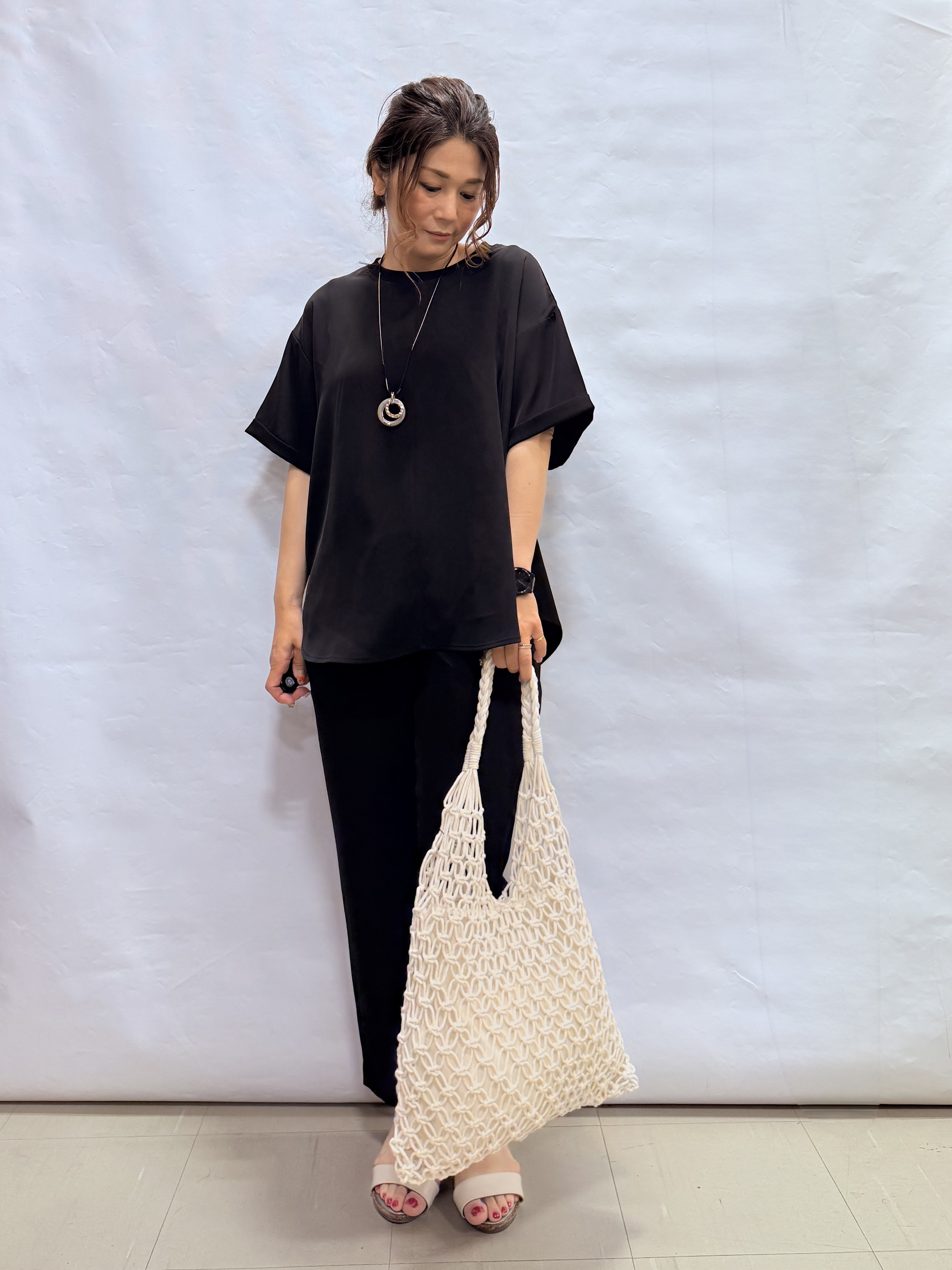 fuuさんの「SHOO･LA･RUE｜【S-LL】ナチュラルに決まる 半袖シアーシャツジャケット」を使ったコーディネート