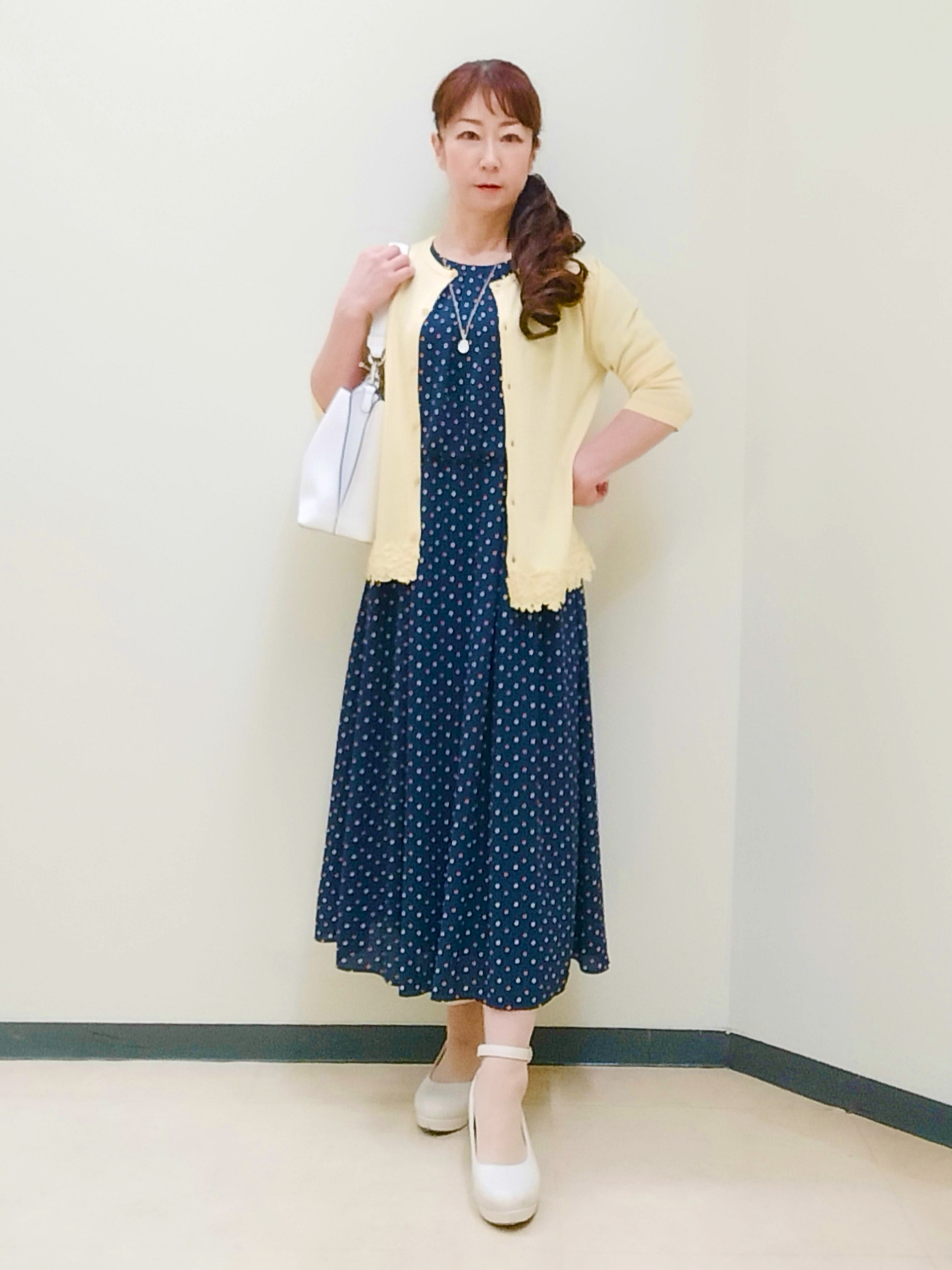 花さんの「Reflect｜小紋柄ジョーゼットワンピース」を使ったコーディネート