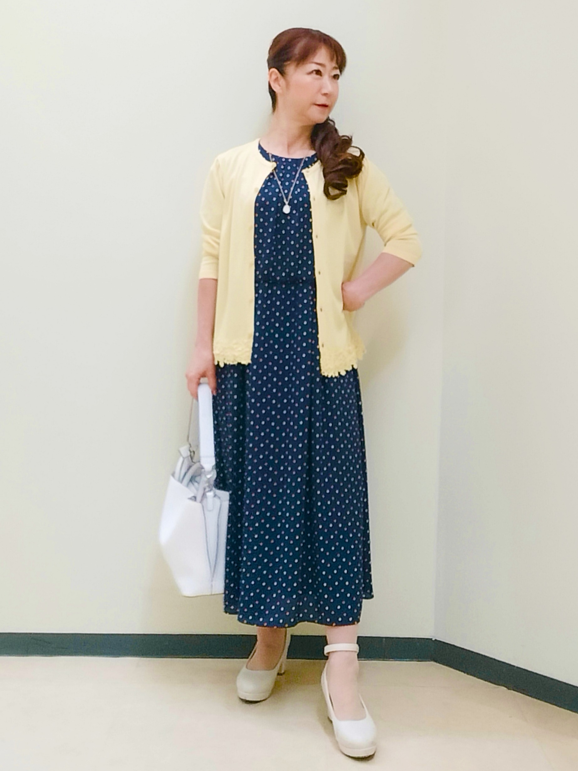 花さんの「Reflect｜小紋柄ジョーゼットワンピース」を使ったコーディネート