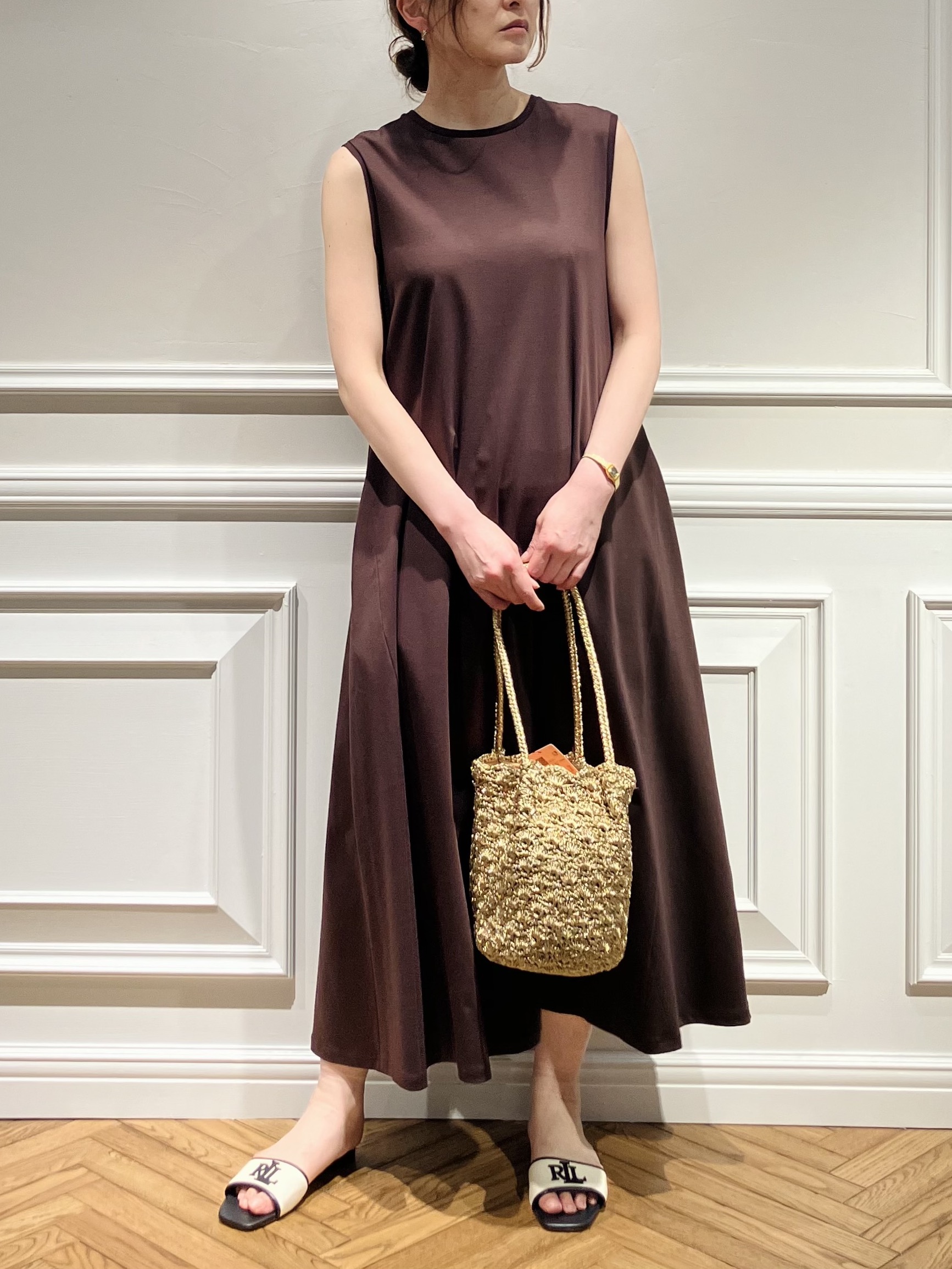 TSUKUIさんの「DRESSTERIOR｜【接触冷感／抗菌防臭／消臭/ウォッシャブル】アイスクリアコットン フレンチスリーブワンピース」を使ったコーディネート
