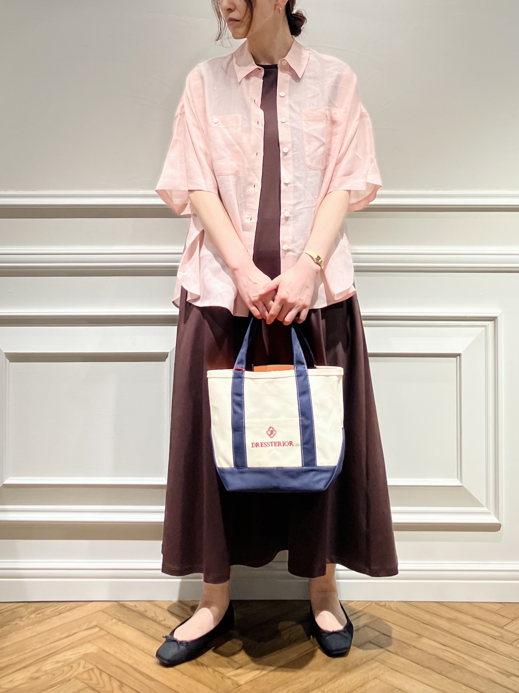TSUKUIさんの「DRESSTERIOR｜【接触冷感／抗菌防臭／消臭/ウォッシャブル】アイスクリアコットン フレンチスリーブワンピース」を使ったコーディネート