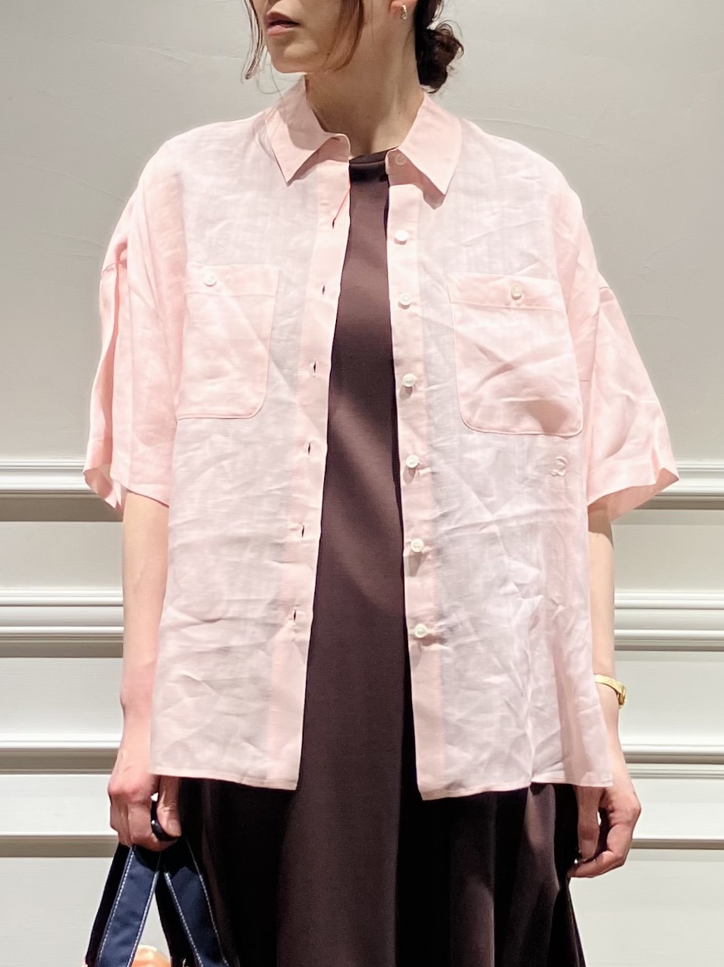 TSUKUIさんの「DRESSTERIOR｜【接触冷感／抗菌防臭／消臭/ウォッシャブル】アイスクリアコットン フレンチスリーブワンピース」を使ったコーディネート