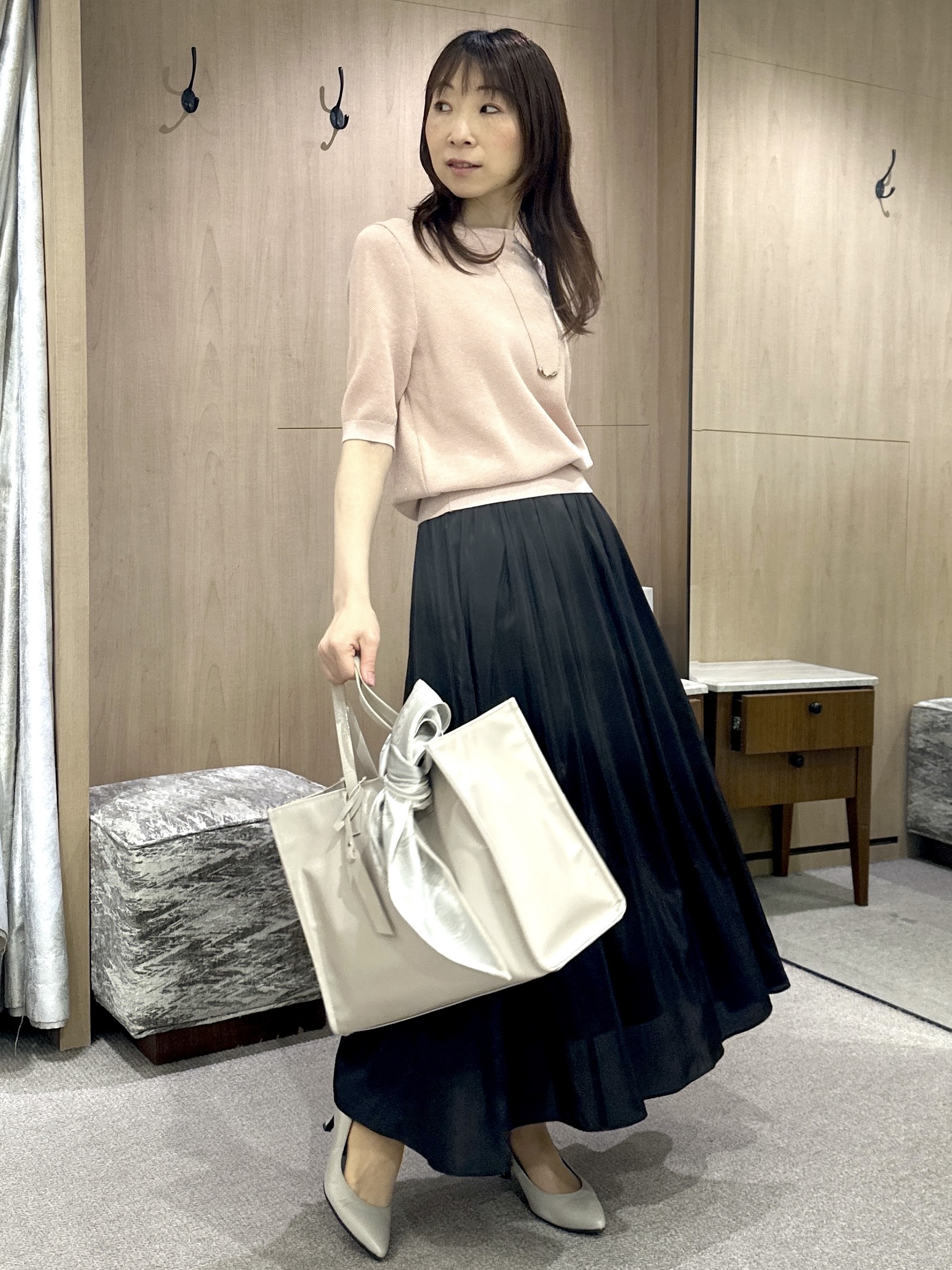 Miwaさんの「UNTITLED｜【アンサンブル可】ラメ混クルーネックプルオーバー」を使ったコーディネート