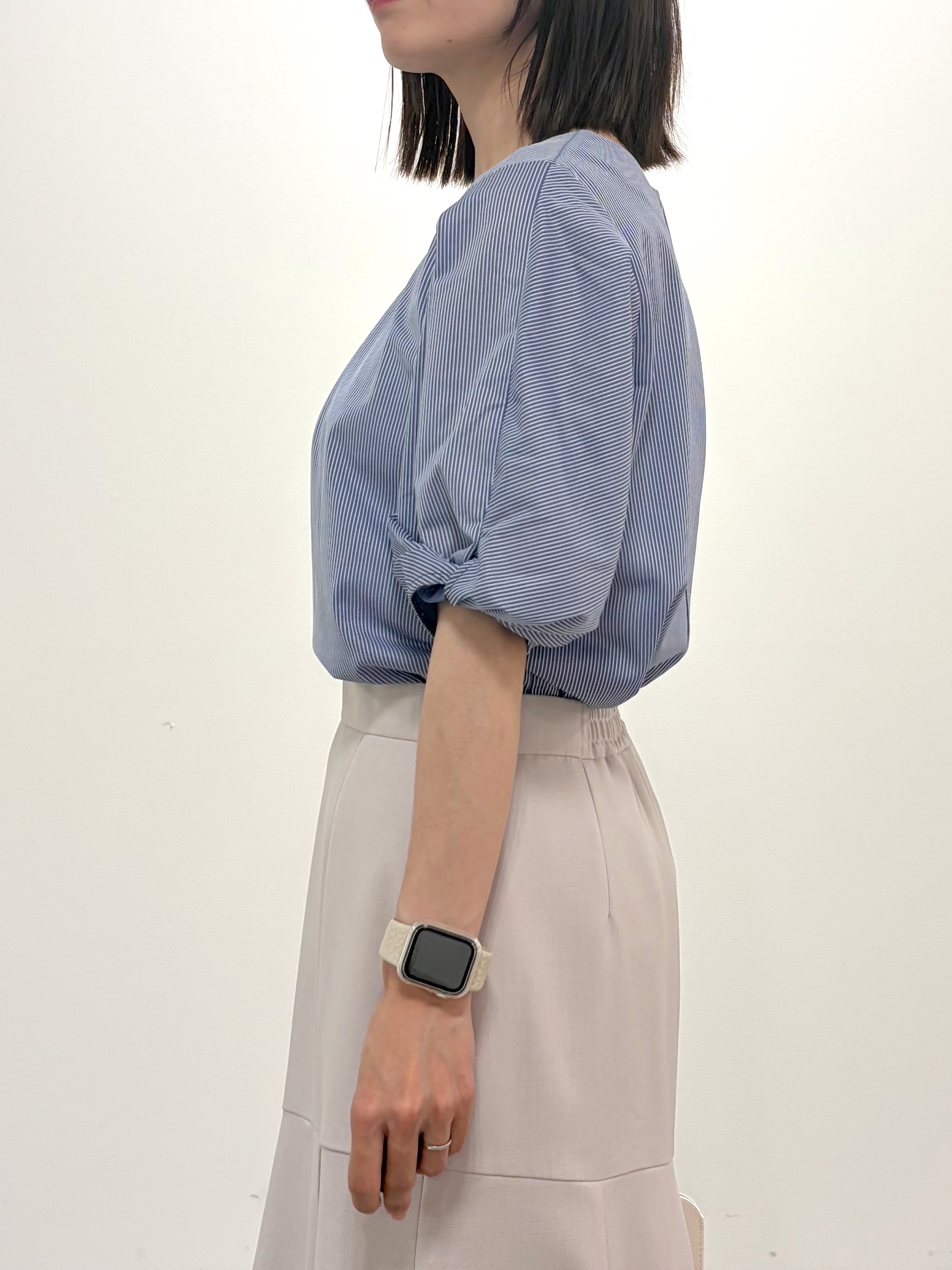 kozuさんの「index｜【吸水速乾】ストライプ調デザインスリーブトップス《洗濯機OK》」を使ったコーディネート