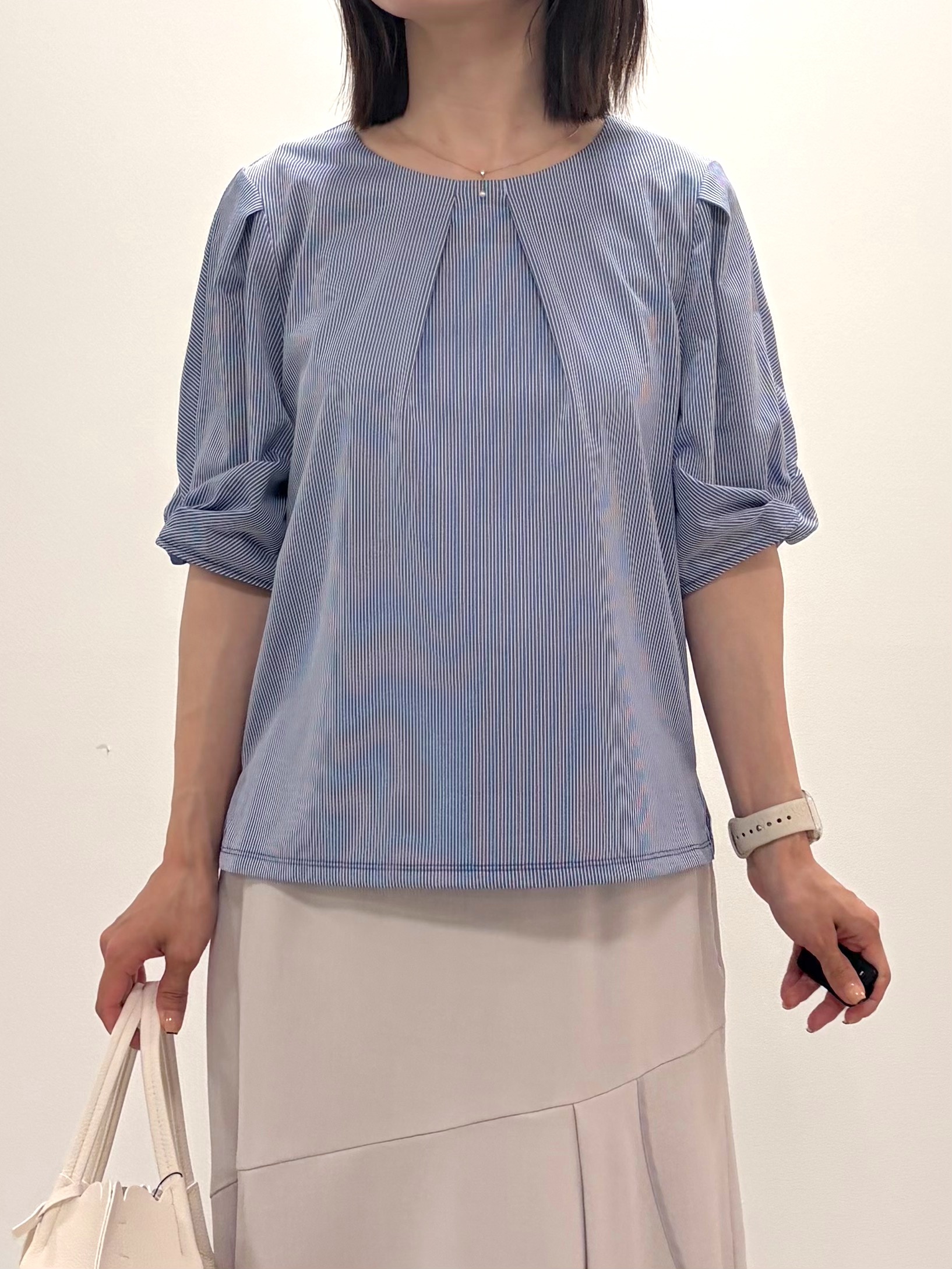 kozuさんの「index｜【吸水速乾】ストライプ調デザインスリーブトップス《洗濯機OK》」を使ったコーディネート