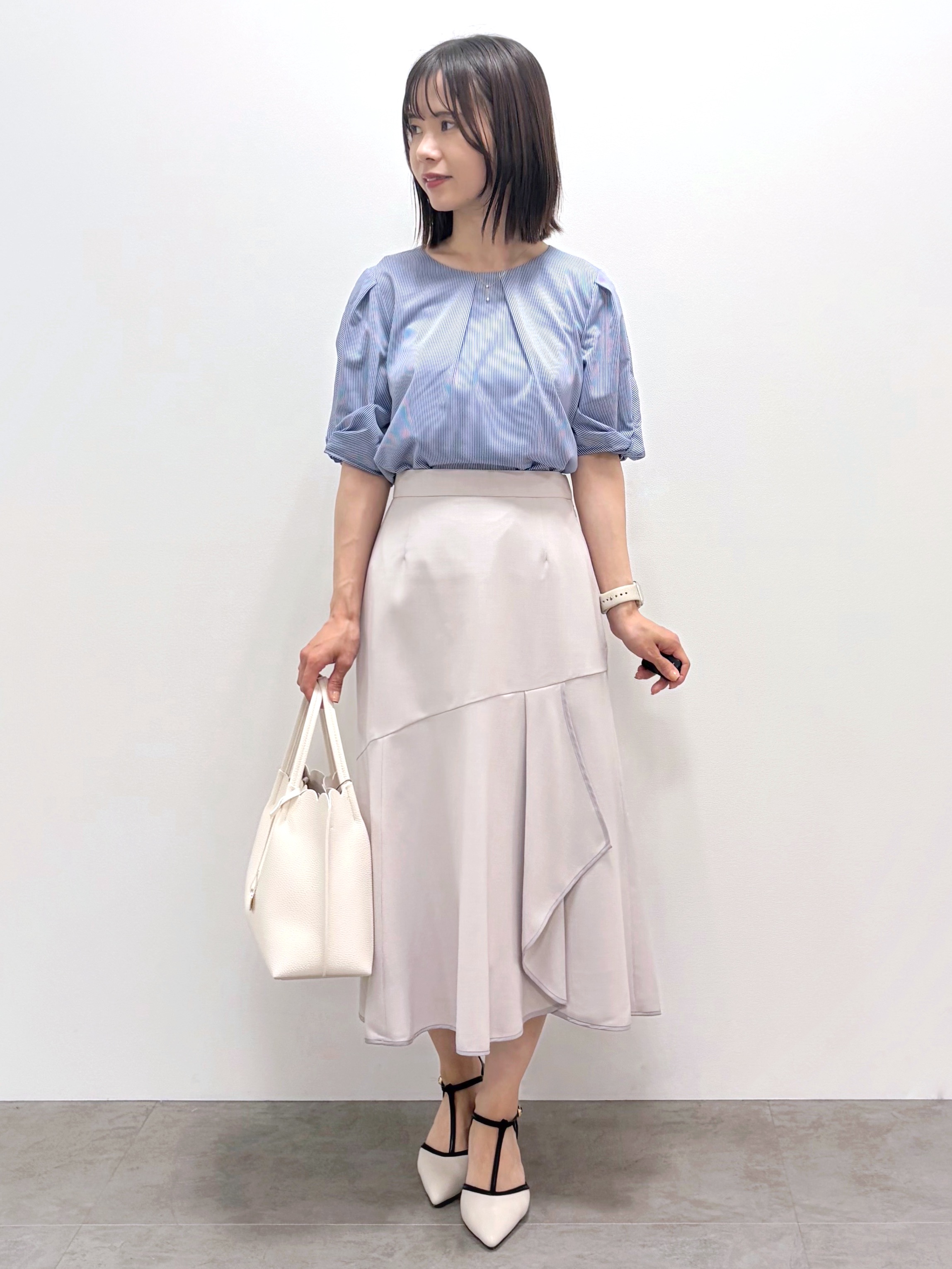 kozuさんの「index｜【吸水速乾】ストライプ調デザインスリーブトップス《洗濯機OK》」を使ったコーディネート