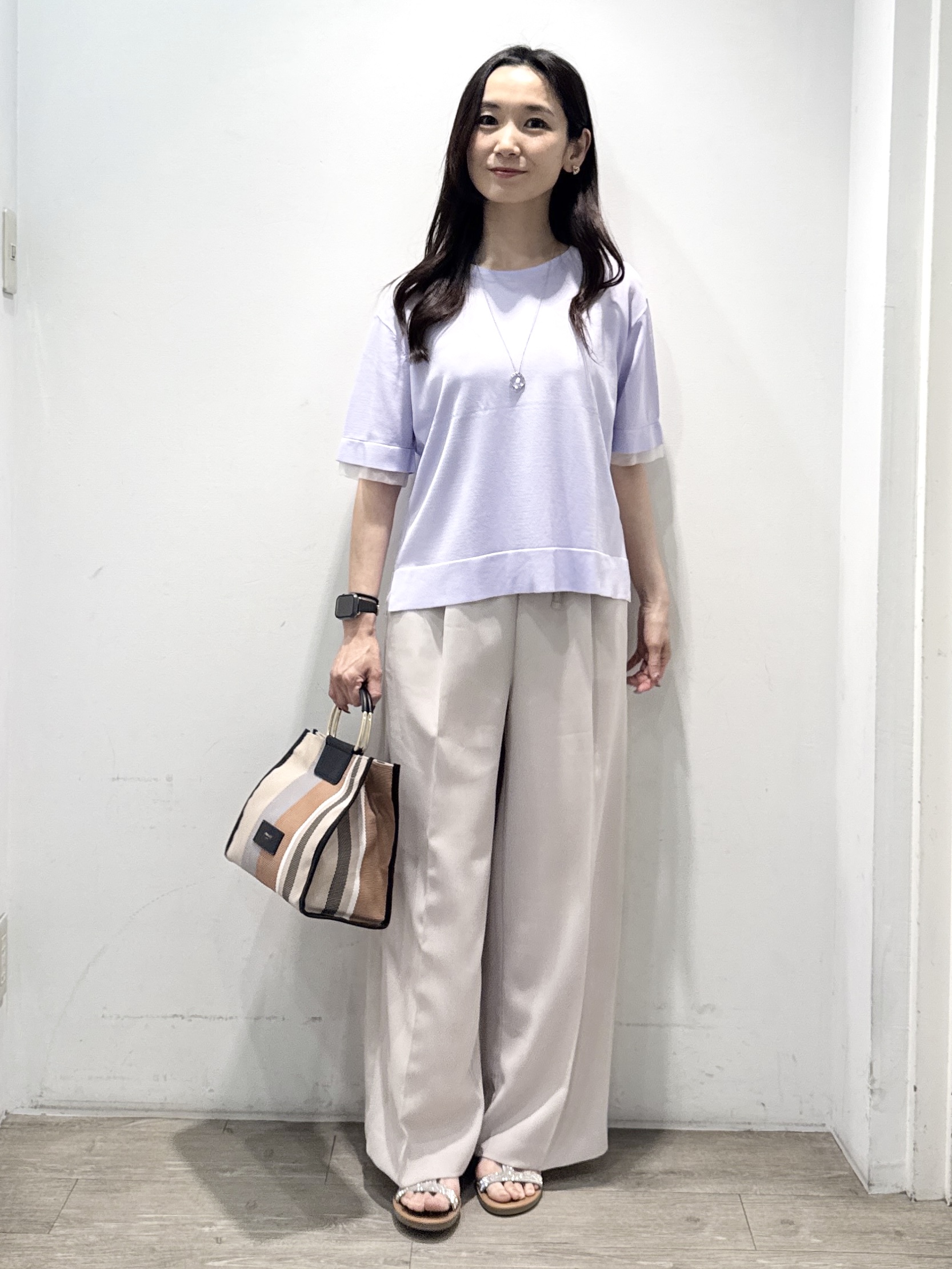 yuicciさんの「OPAQUE.CLIP｜【UV／接触冷感／抗ピル】シアー＆レイヤード風さらりニット《洗濯機OK》」を使ったコーディネート