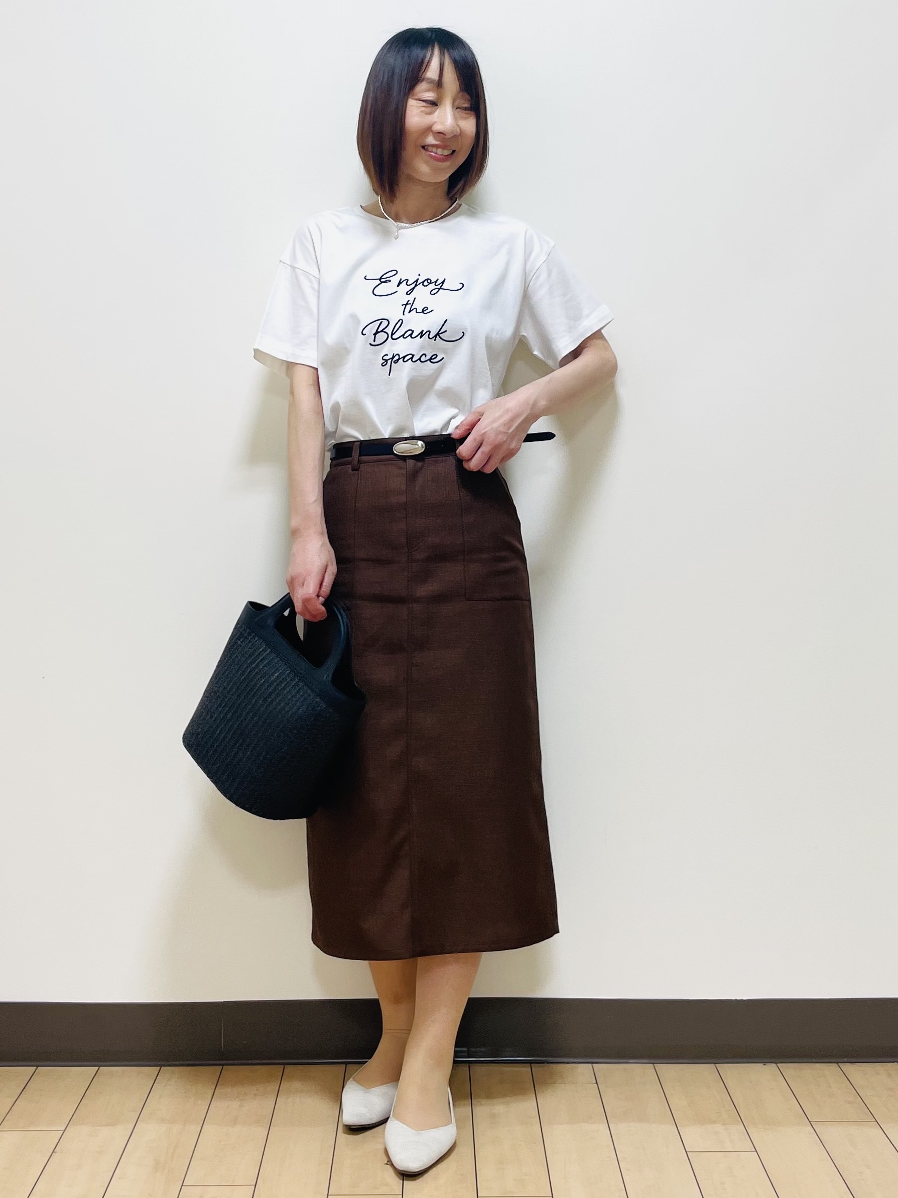 Riiさんの「Reflect｜【接触冷感】ラインアート刺繍Tシャツ」を使ったコーディネート