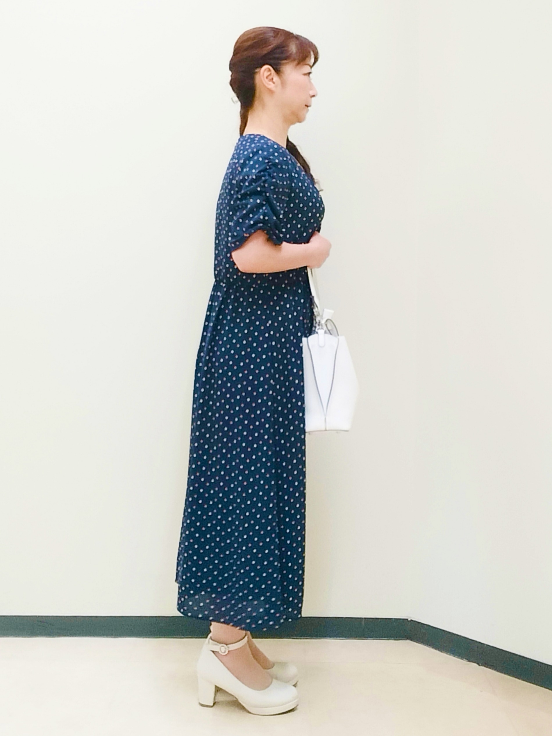 花さんの「Reflect｜小紋柄ジョーゼットワンピース」を使ったコーディネート