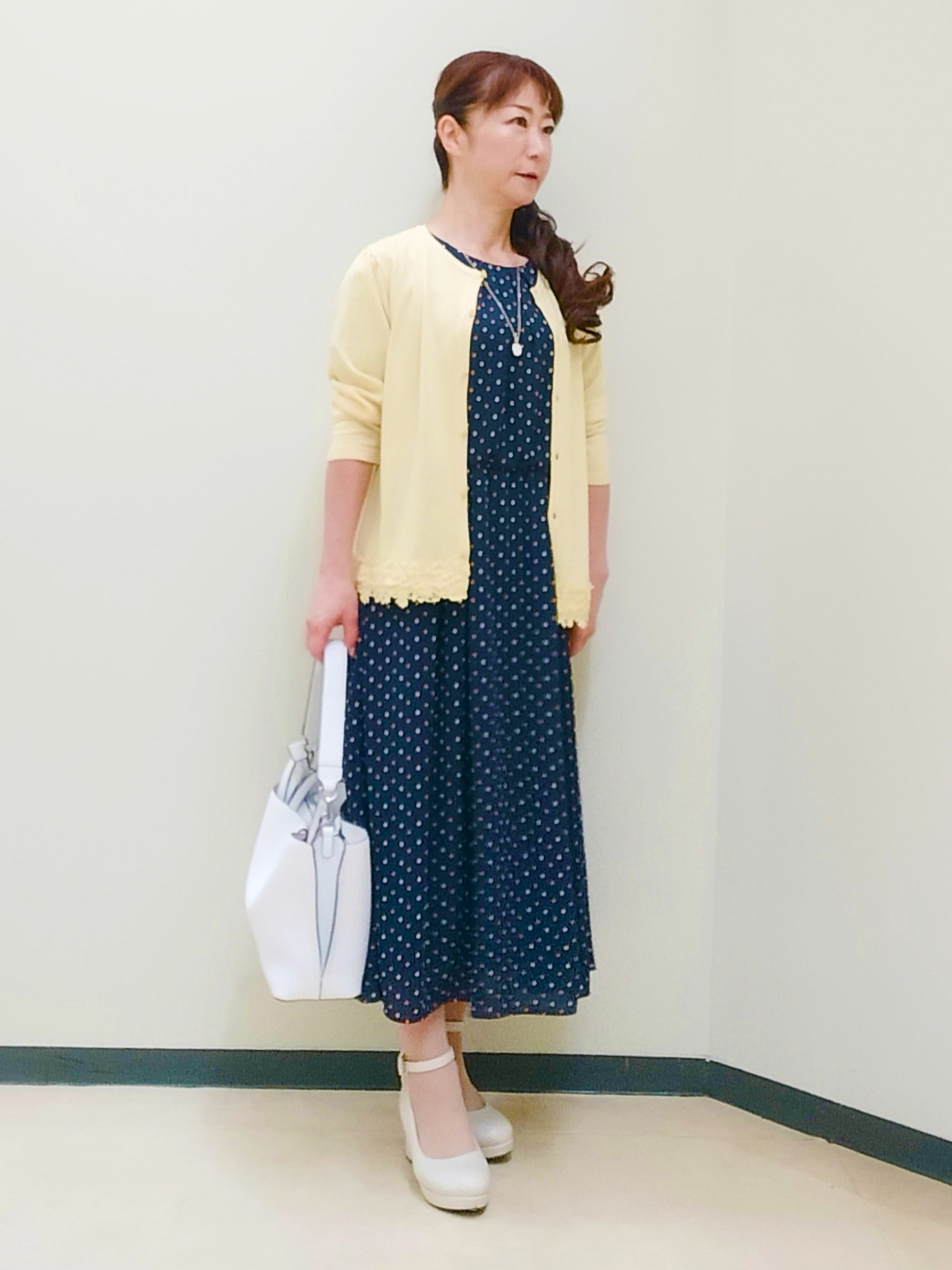 花さんの「Reflect｜小紋柄ジョーゼットワンピース」を使ったコーディネート