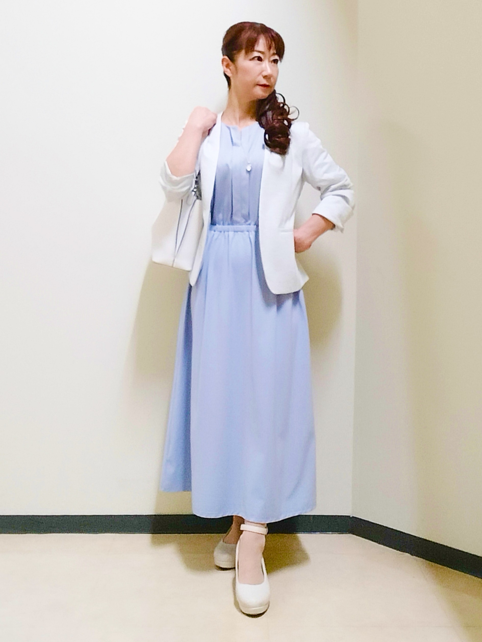 花さんの「Reflect｜【SS-4Lサイズ／UVカット／接触冷感】匠ジャケット／ノーカラー」を使ったコーディネート