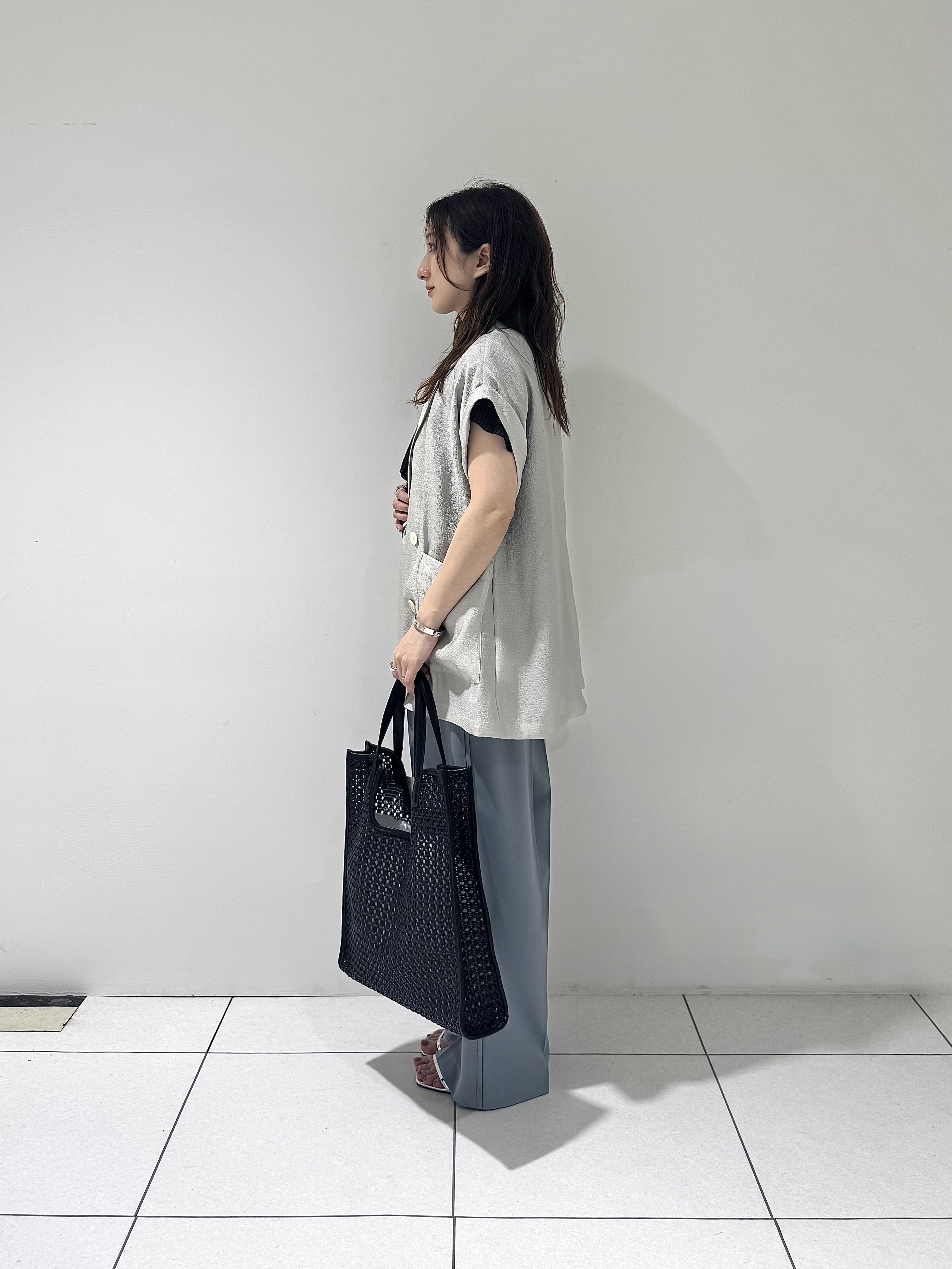 そんさんの「INDIVI｜ワッシャーシアーダブルジャケット」を使ったコーディネート