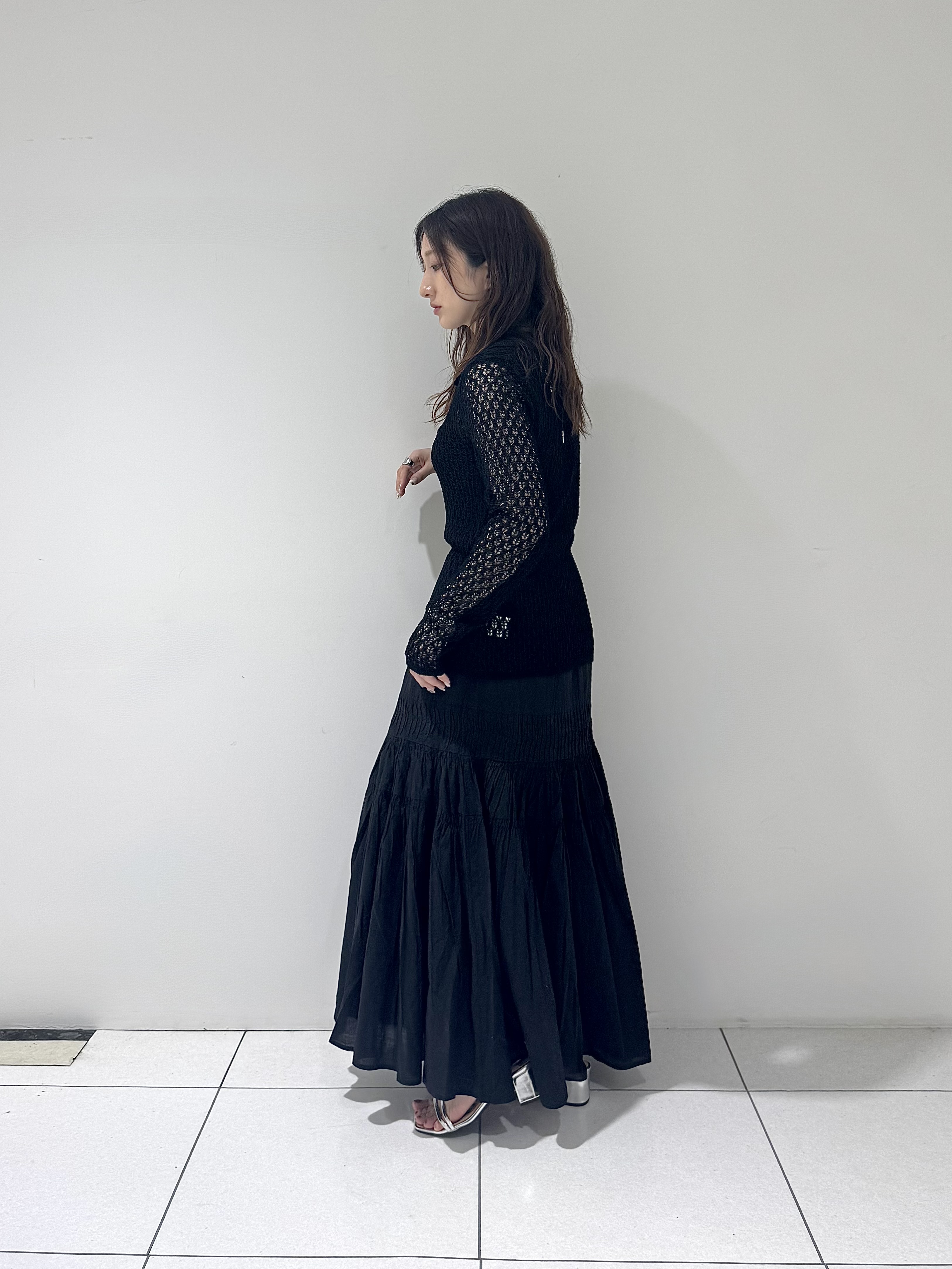 そんさんの「INDIVI｜リネンライククロシェポロニット」を使ったコーディネート