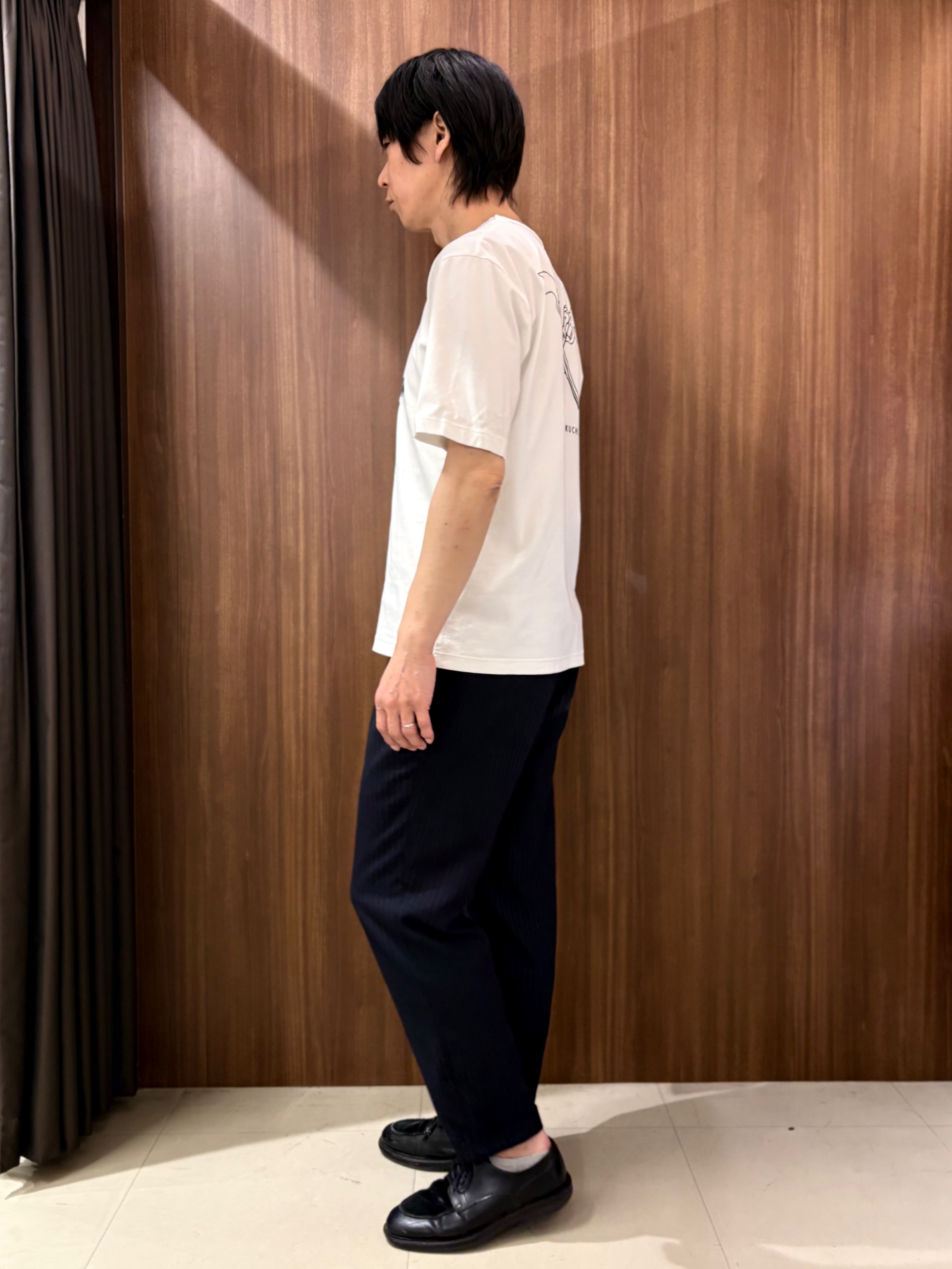 かたやまさんの「TAKEO KIKUCHI｜【BOWLER HAT LABEL】アイスクリアコットン バッククロスピストル 半袖Tシャツ」を使ったコーディネート