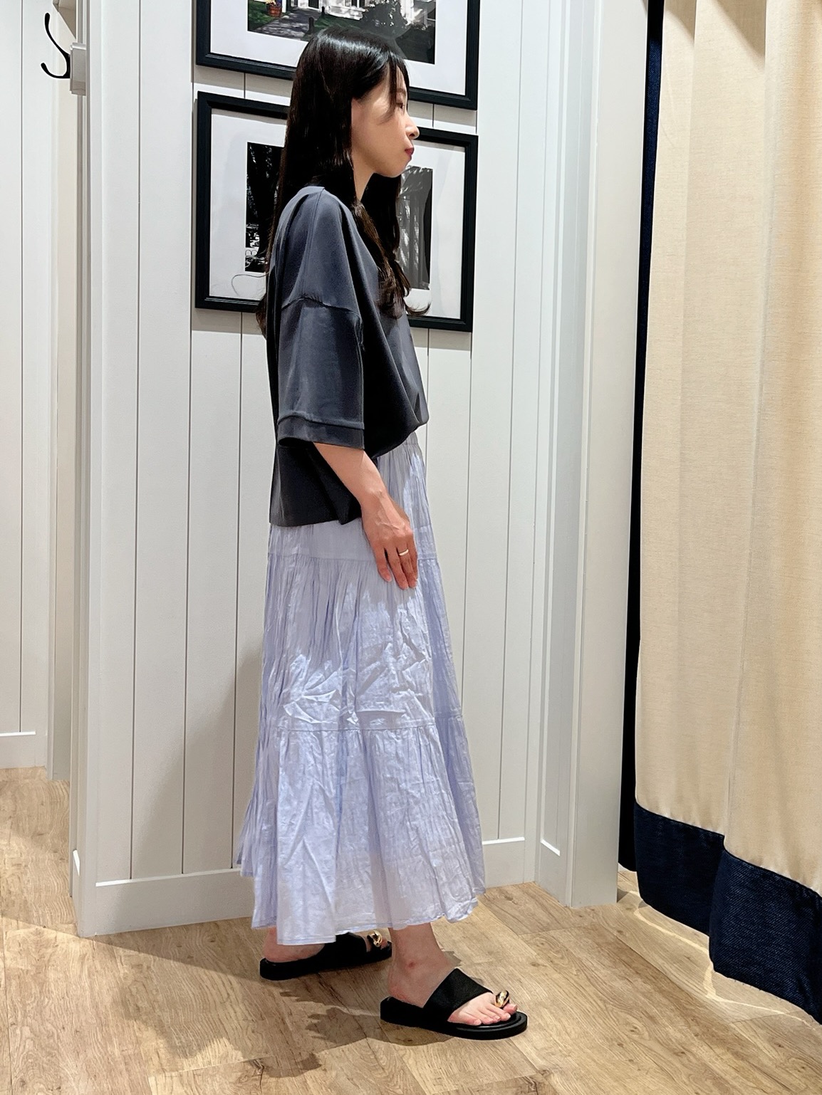 mihoさんの「Dessin｜【新色追加/体型カバー】美光沢カットソーボクシーシルエット」を使ったコーディネート